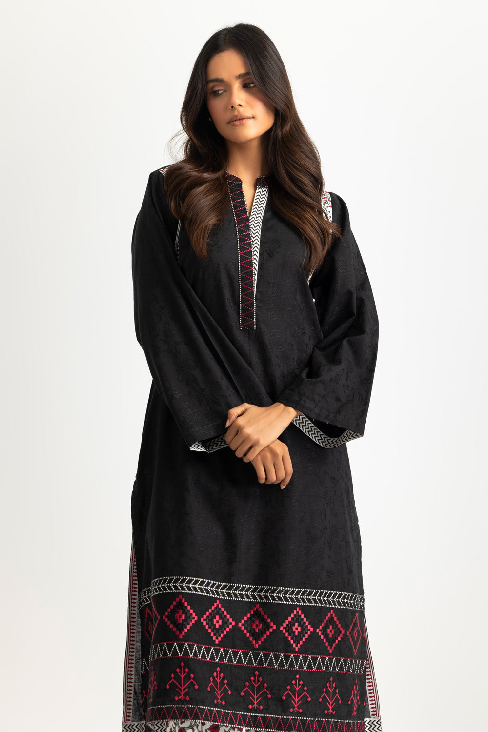 Jacquard Embroidered Shirt And Printed Trouser