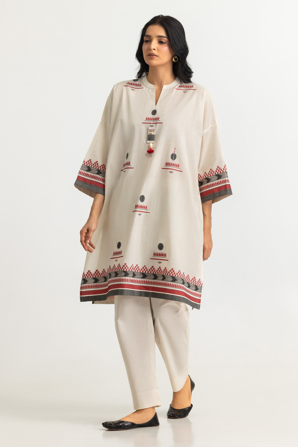 Jacquard Shirt And Dyed Trouser
