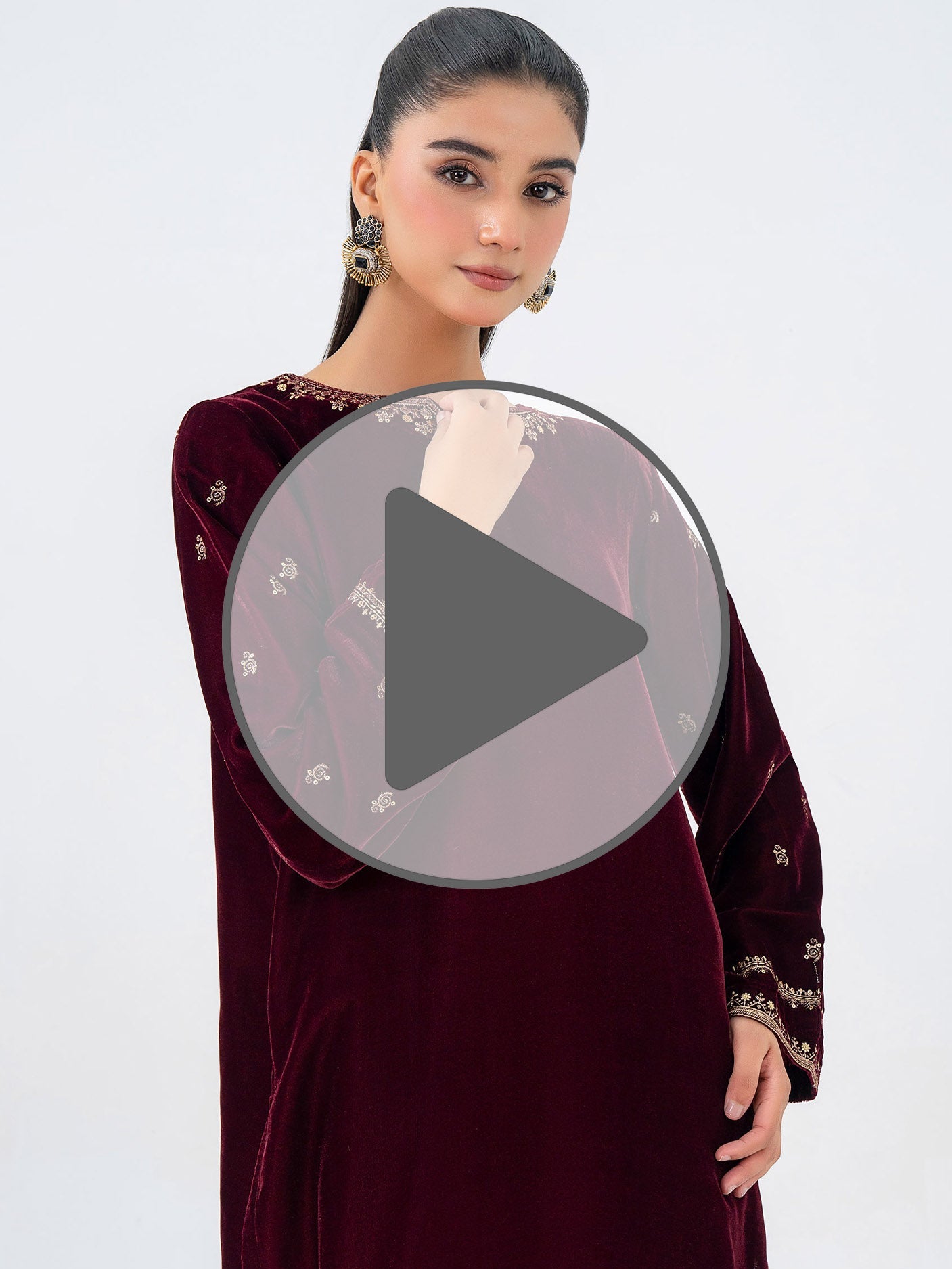 2 Piece Velvet Suit-Embroidered (Pret)
