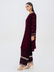 2 Piece Velvet Suit-Embroidered (Pret)