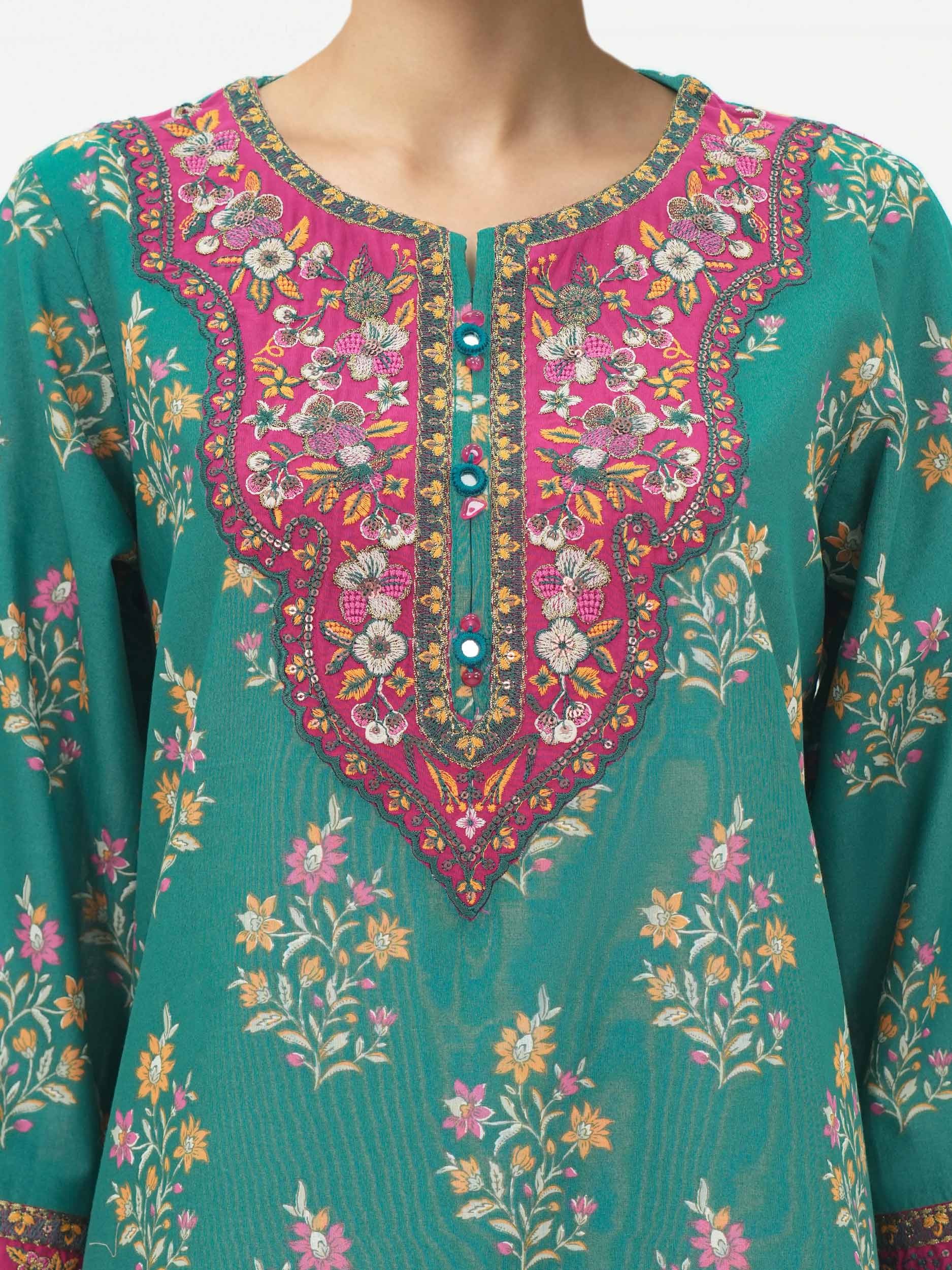 2 Piece Cambric Suit- Embroidered (Pret)