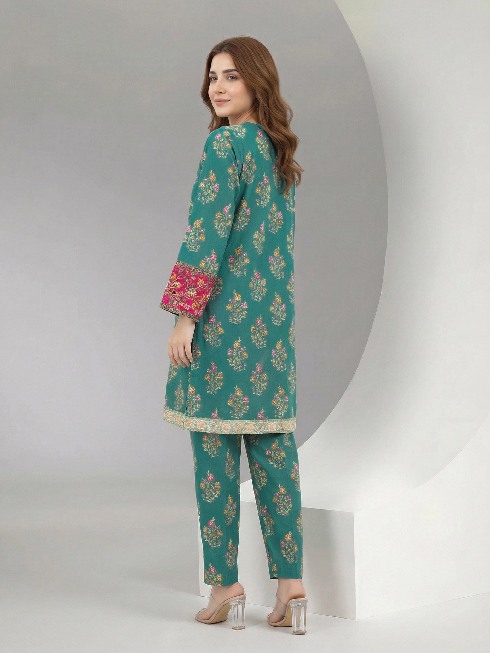 2 Piece Cambric Suit- Embroidered (Pret)