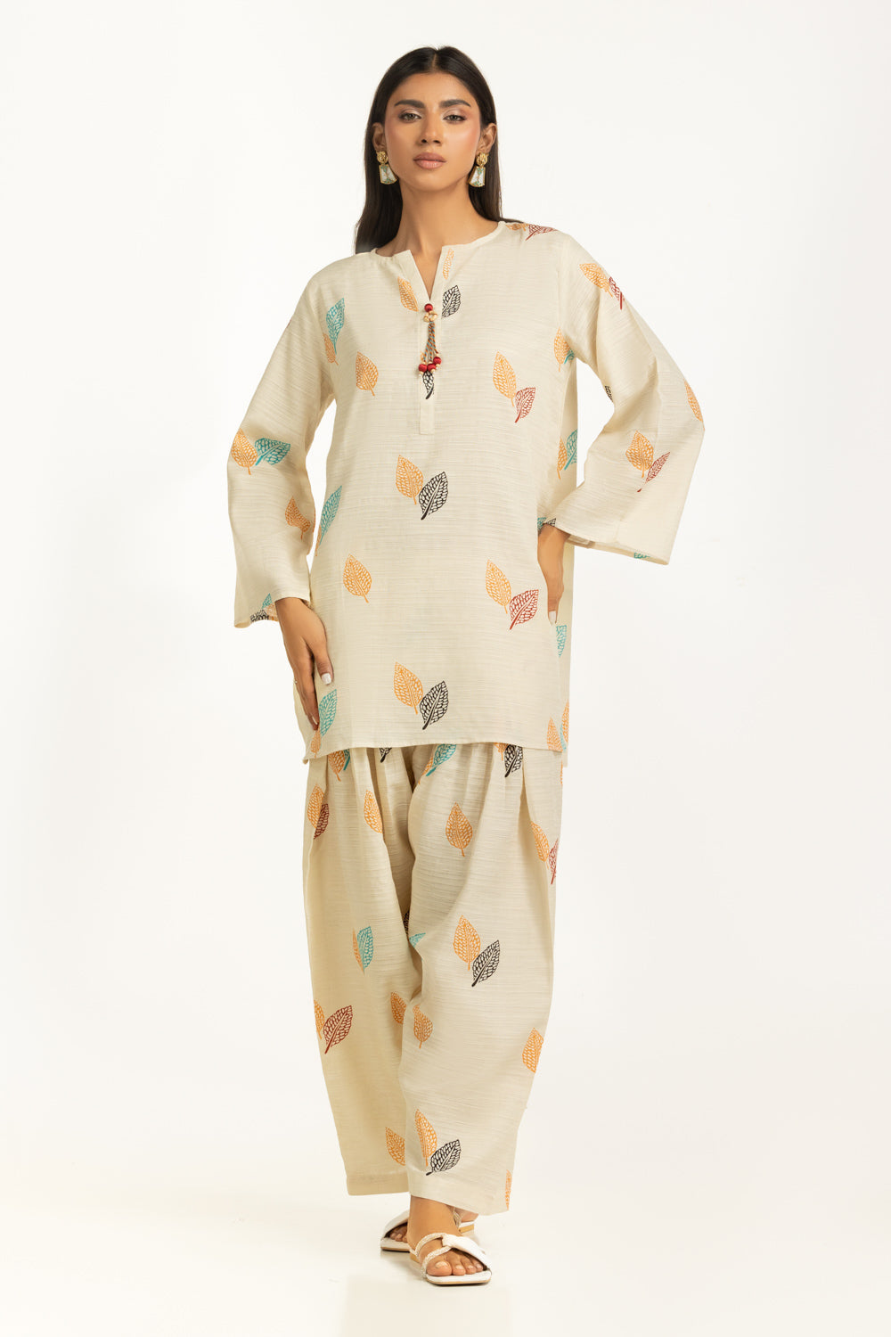 Khaddar Jacquard Slub Printed Co-Ord Set