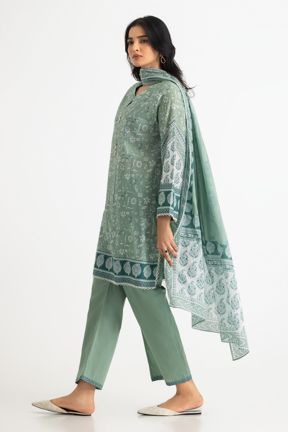 Lawn Printed Shirt And Dupatta