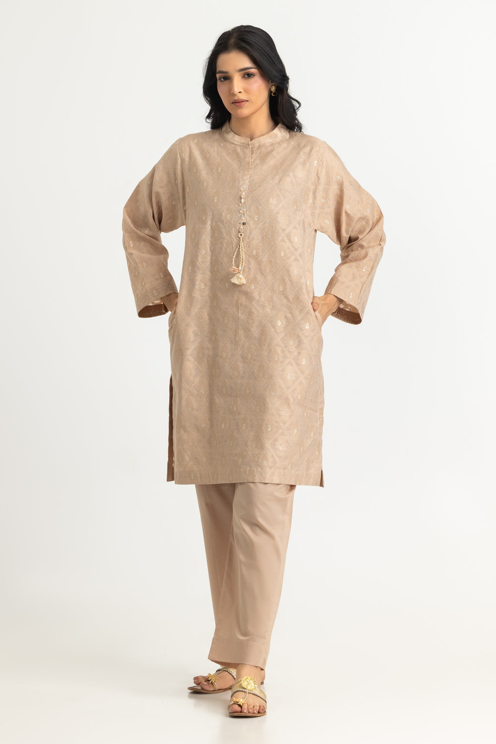 Lurex Jacquard Shirt And Dyed Trouser