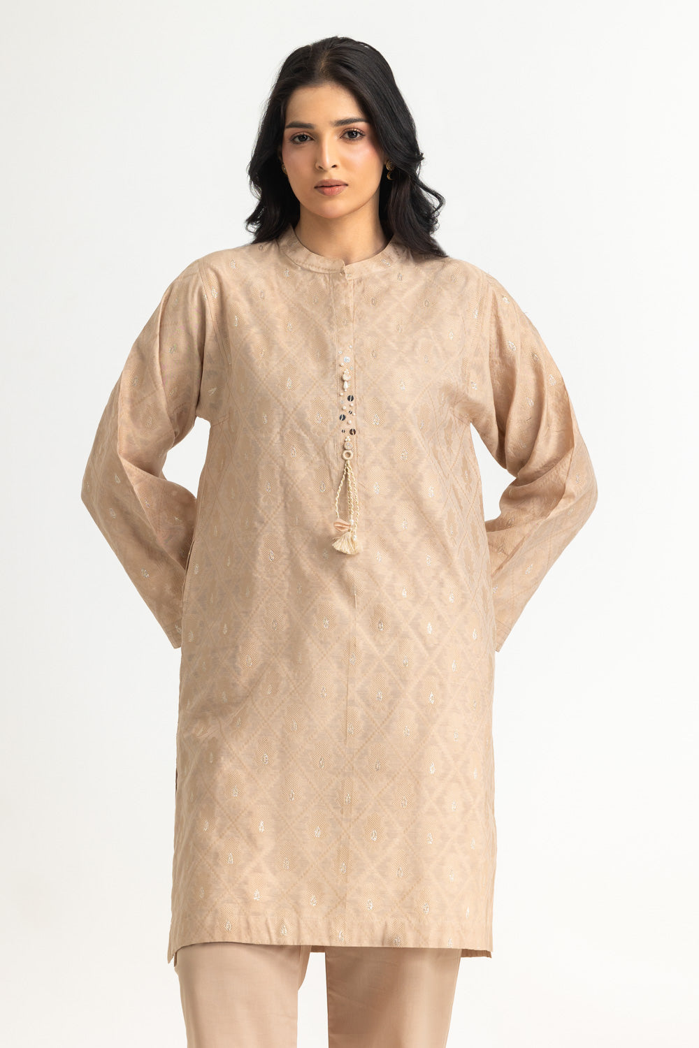 Lurex Jacquard Shirt And Dyed Trouser