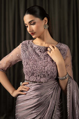 Embroidered Charmeuse Silk Saree