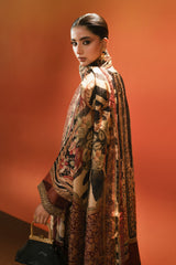 3 Piece Embroidered Satin Silk Suit