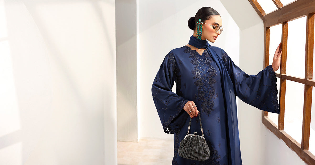 3 Piece Embroidered Raw Silk Suit