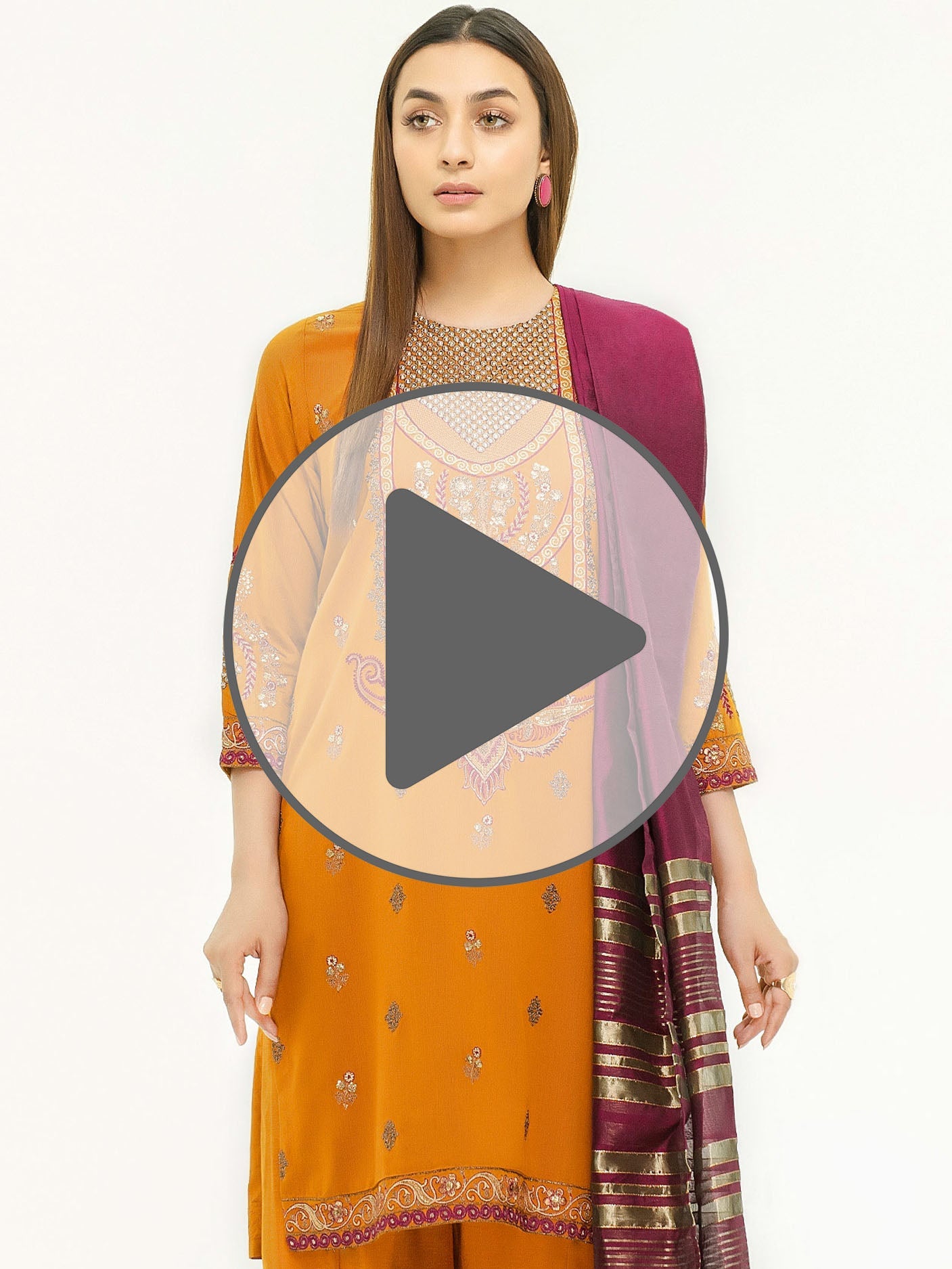 3 Piece Silk Suit-Embroidered (Pret)