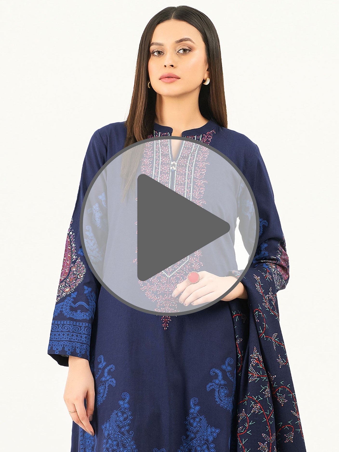 3 Piece Khaddar Suit-Pasted (Pret)