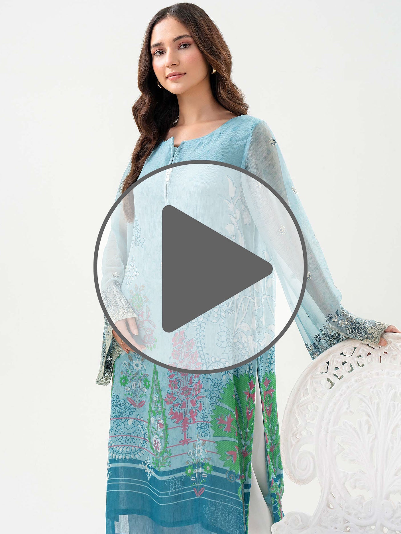 Chiffon Shirt-Embroidered (Pret)