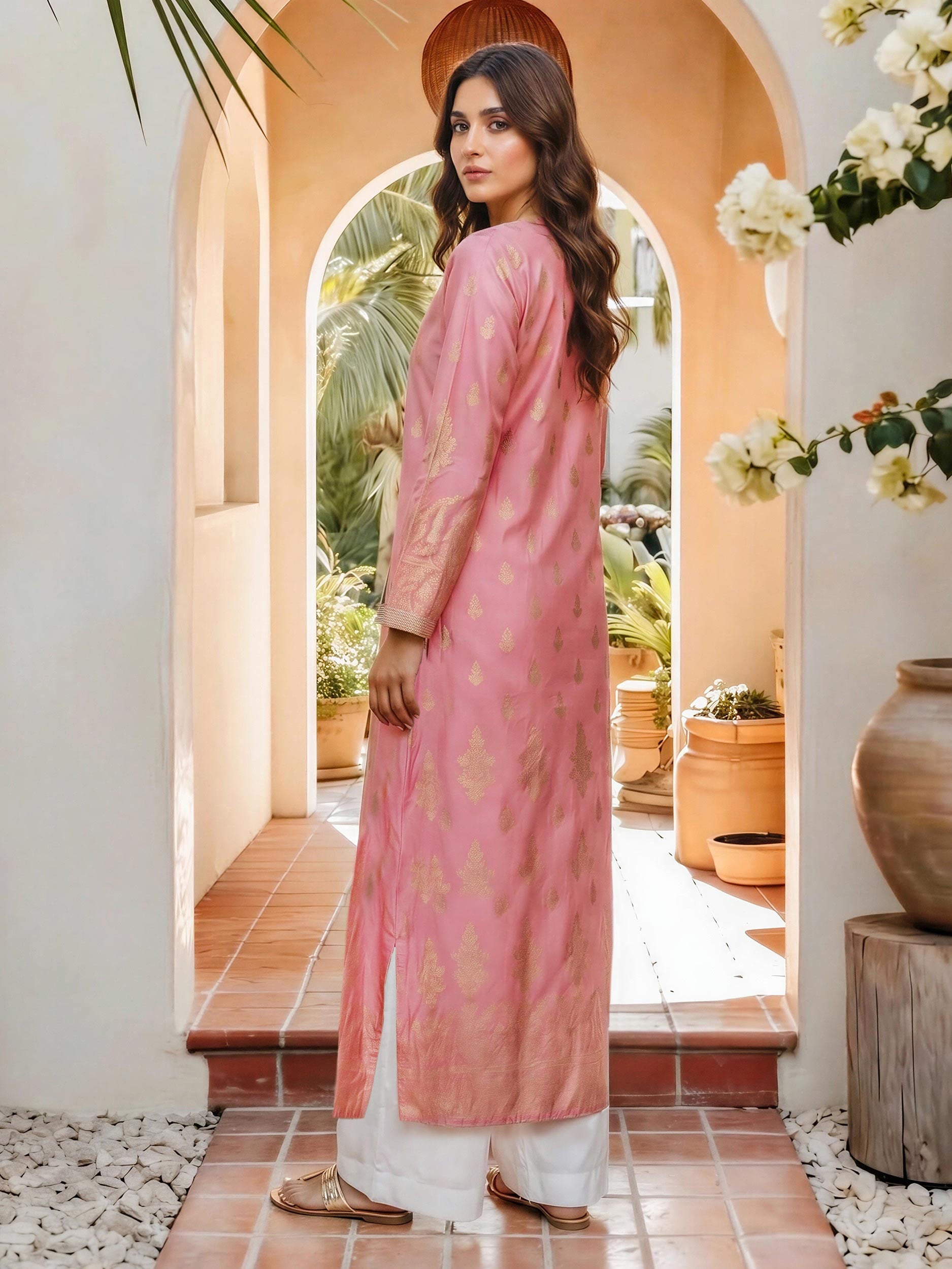 Lawn Angrakha- Embroidered (Pret)