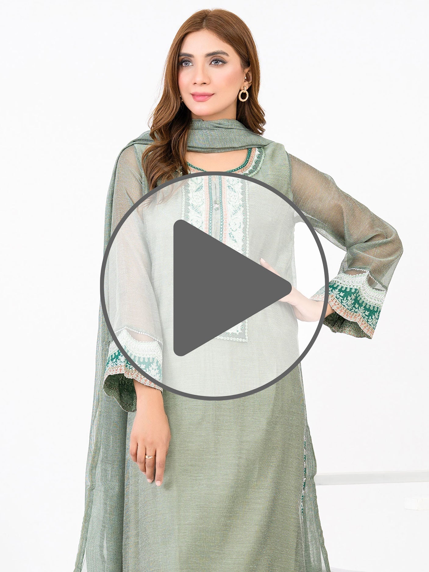 2 Piece Cotton Net Suit-Embroidered(Pret)