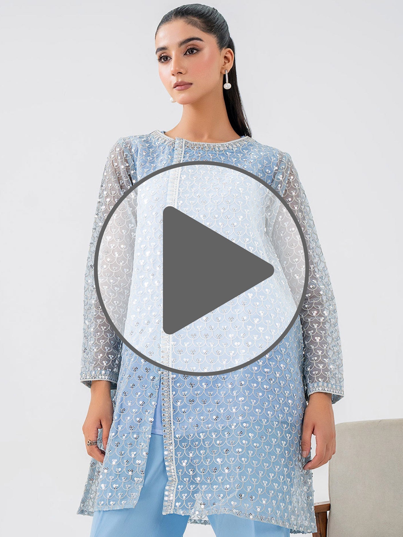 2 Piece Organza Suit-Embroidered (Pret)