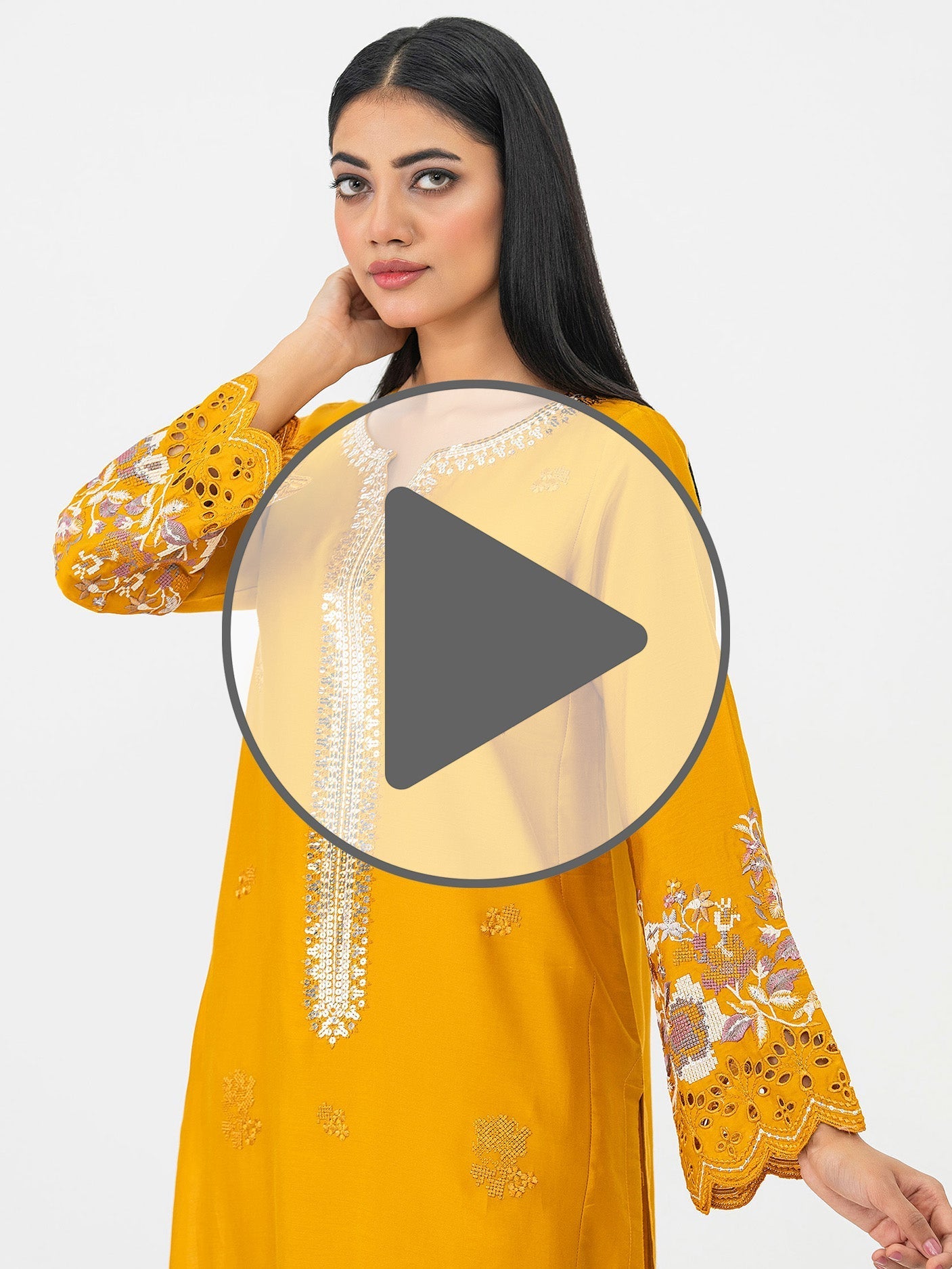 Satin Shirt-Embroidered (Pret)