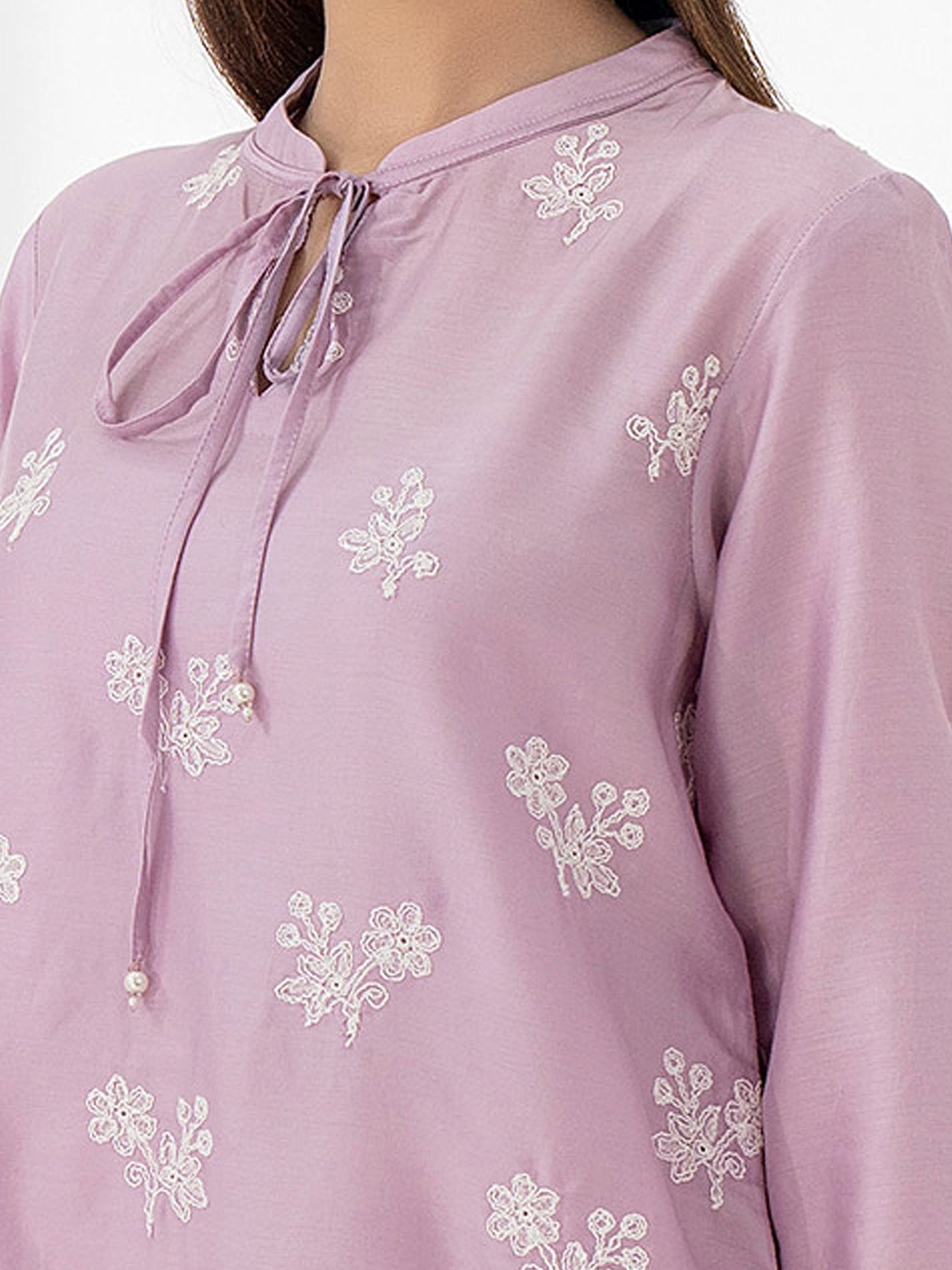 Satin Shirt- Embroidered (Pret)