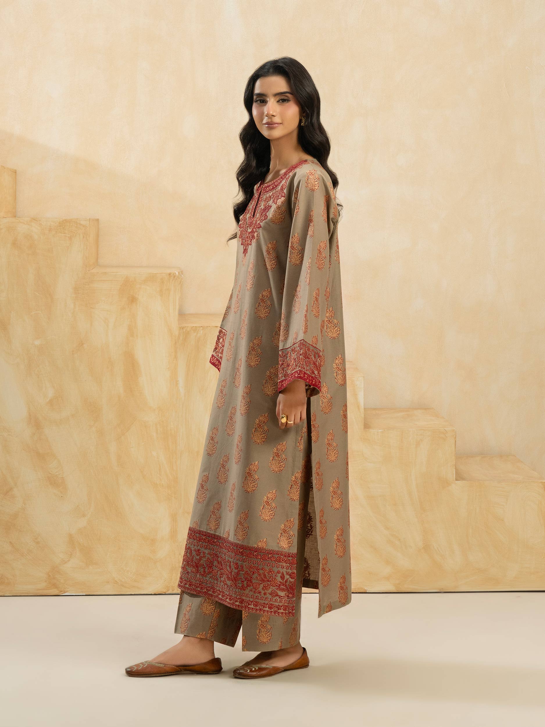 2 Piece Cotton Suit-Embroidered (Pret)