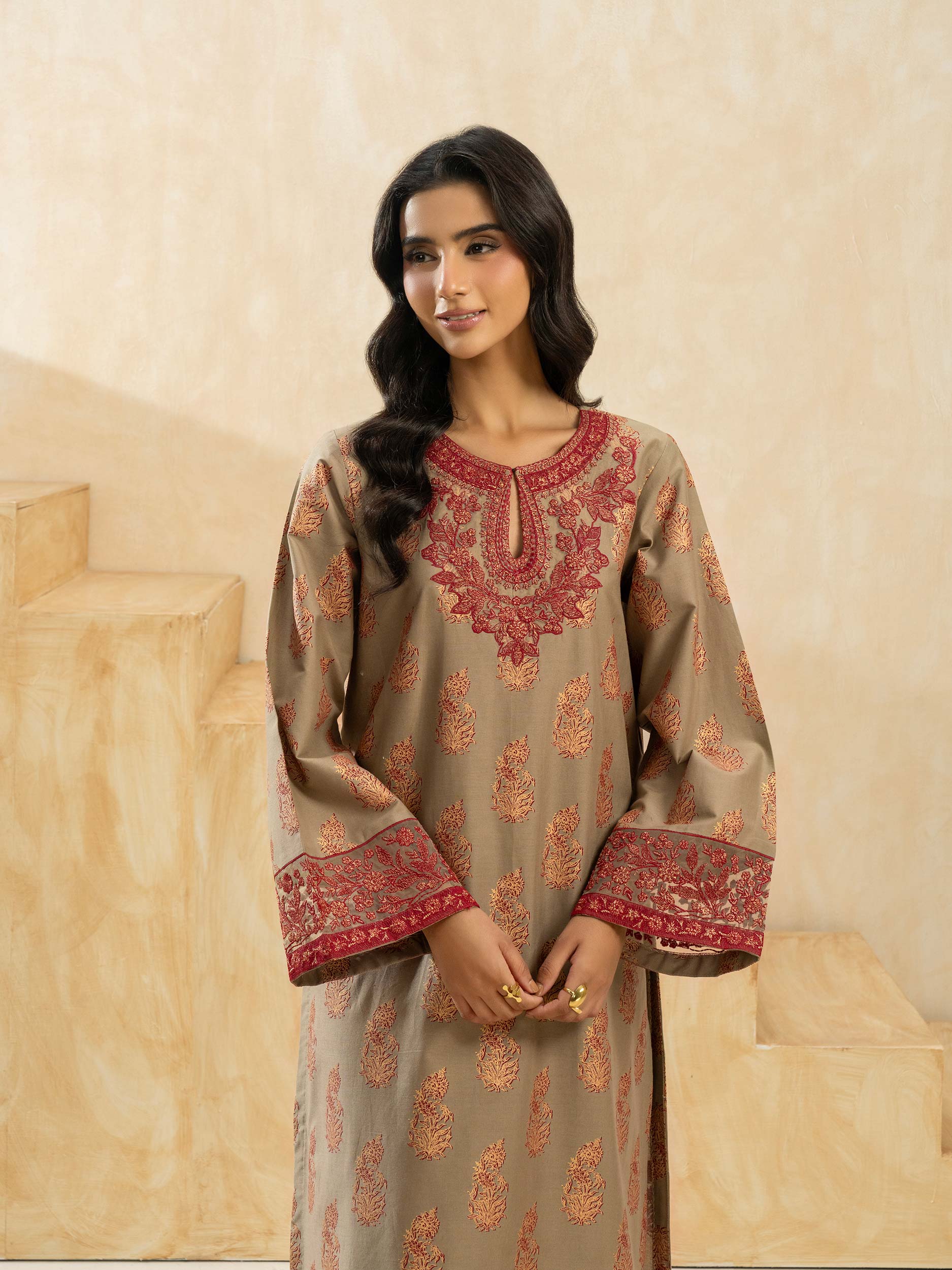 2 Piece Cotton Suit-Embroidered (Pret)