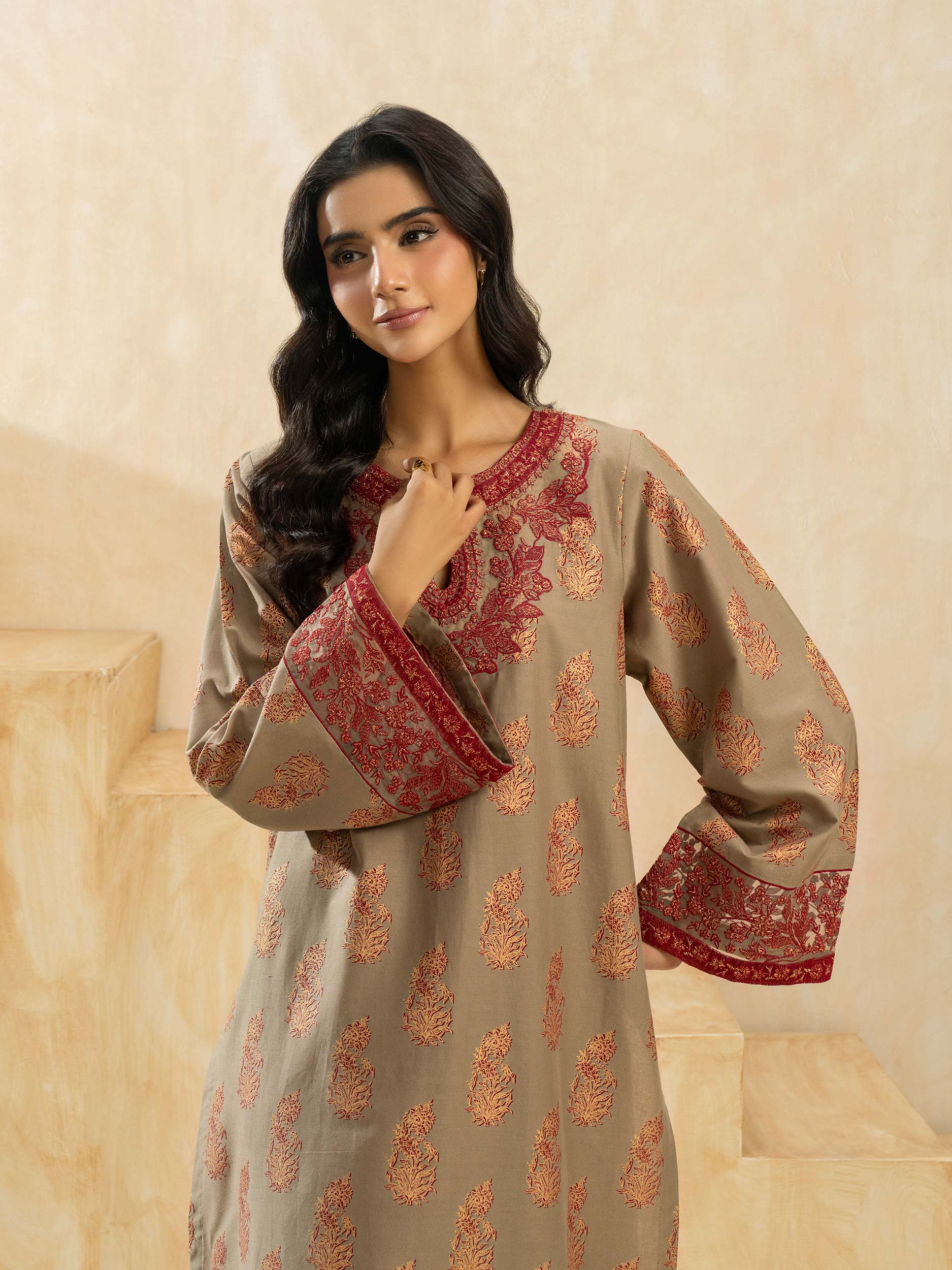 2 Piece Cotton Suit-Embroidered (Pret)