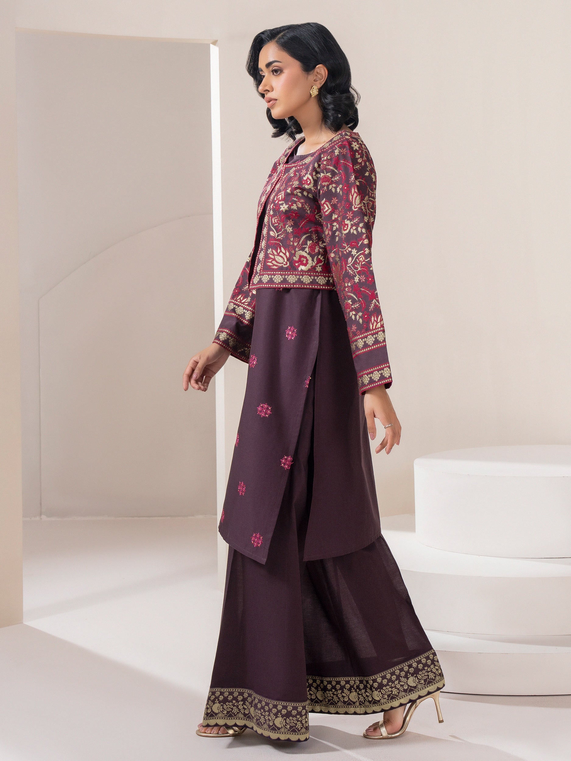 2 Piece Jacquard Suit-Embroidered (Pret)