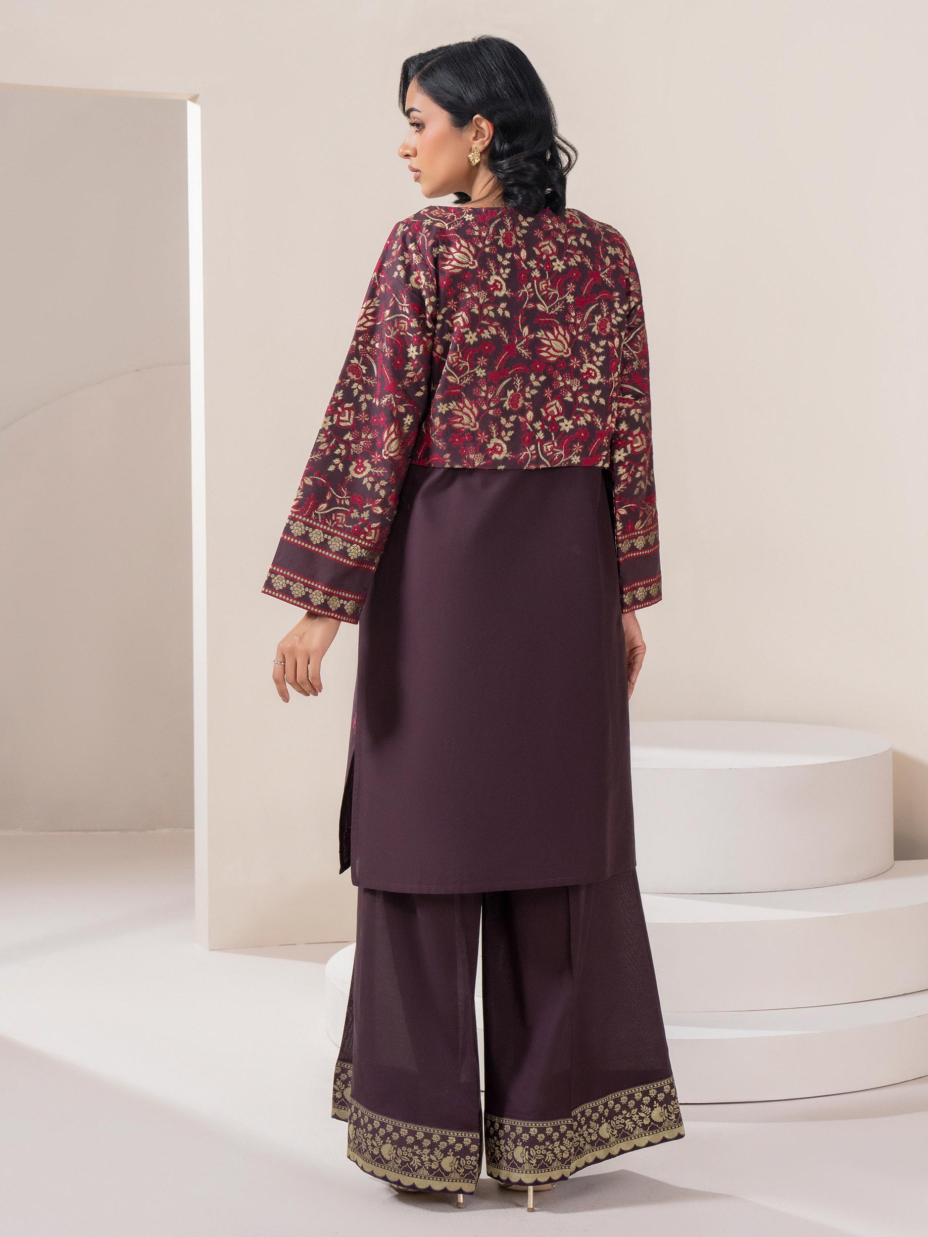 2 Piece Jacquard Suit-Embroidered (Pret)