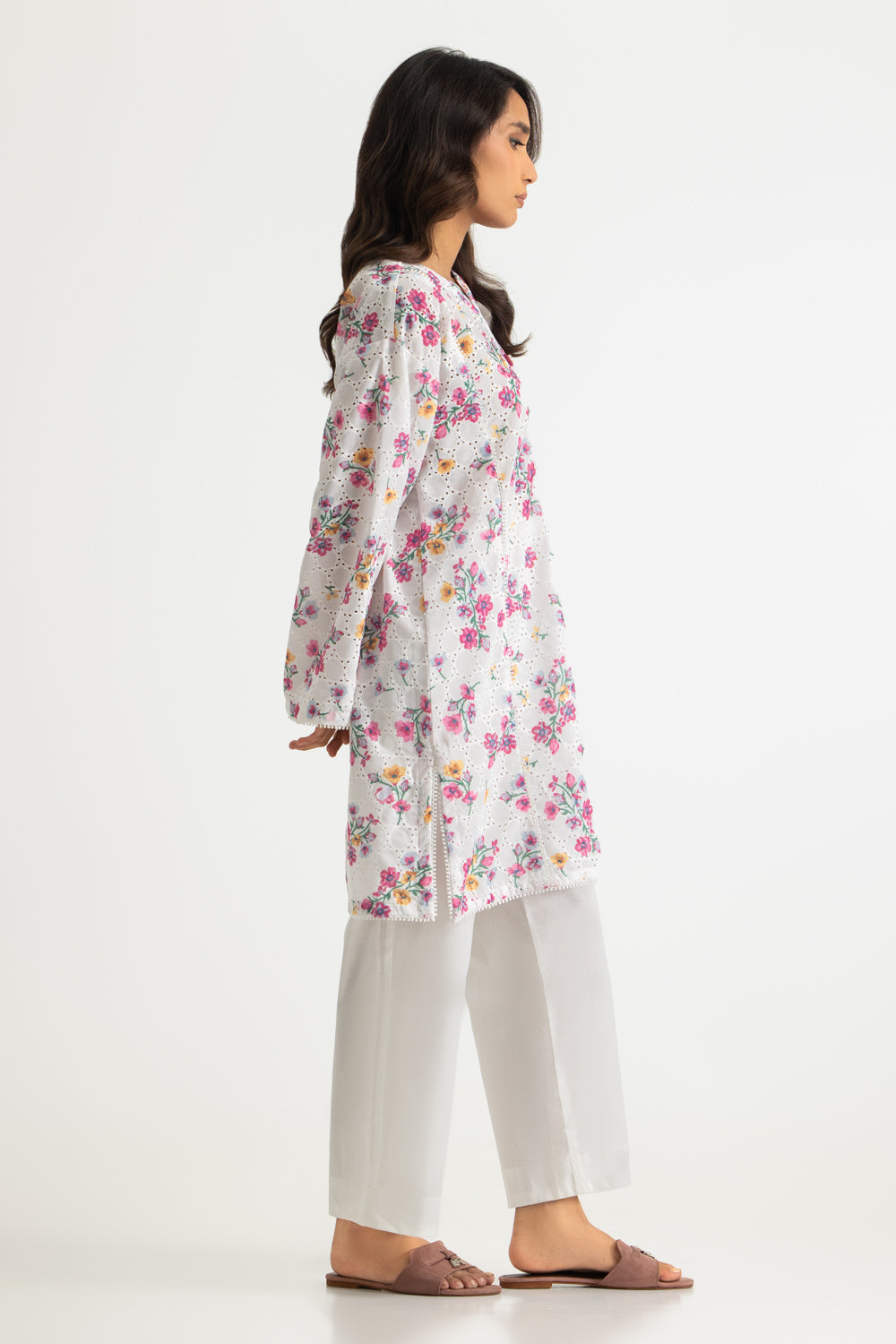 Rayon Printed Shirt With Embroidered And Dyed Trouser