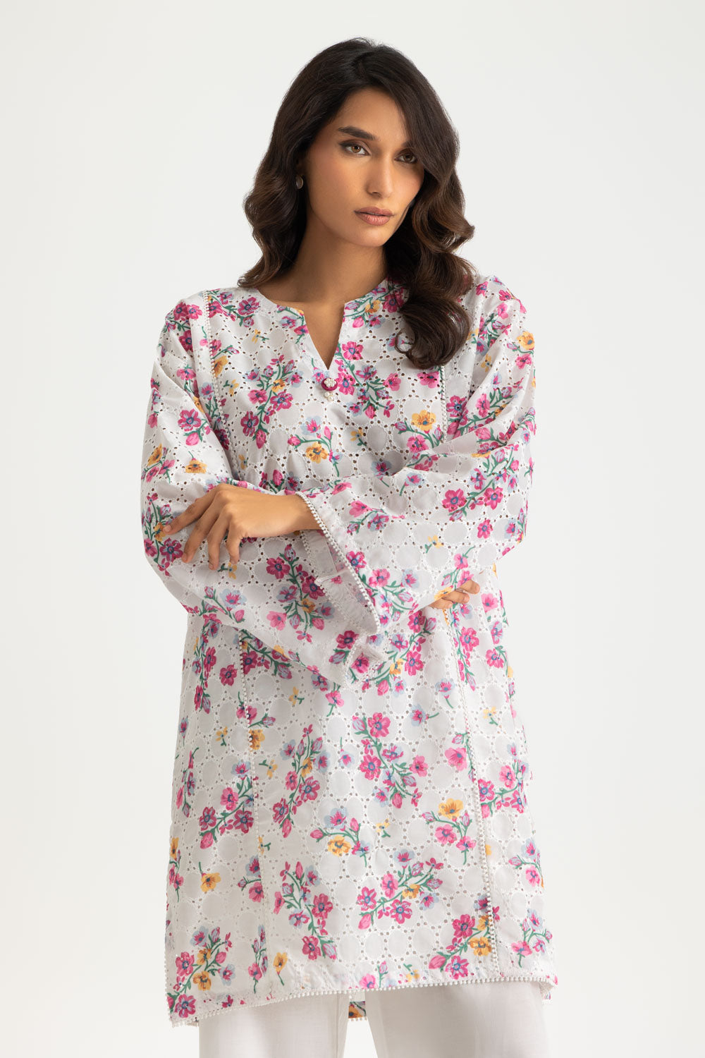 Rayon Printed Shirt With Embroidered And Dyed Trouser