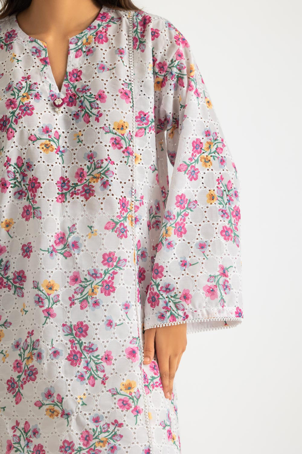 Rayon Printed Shirt With Embroidered And Dyed Trouser