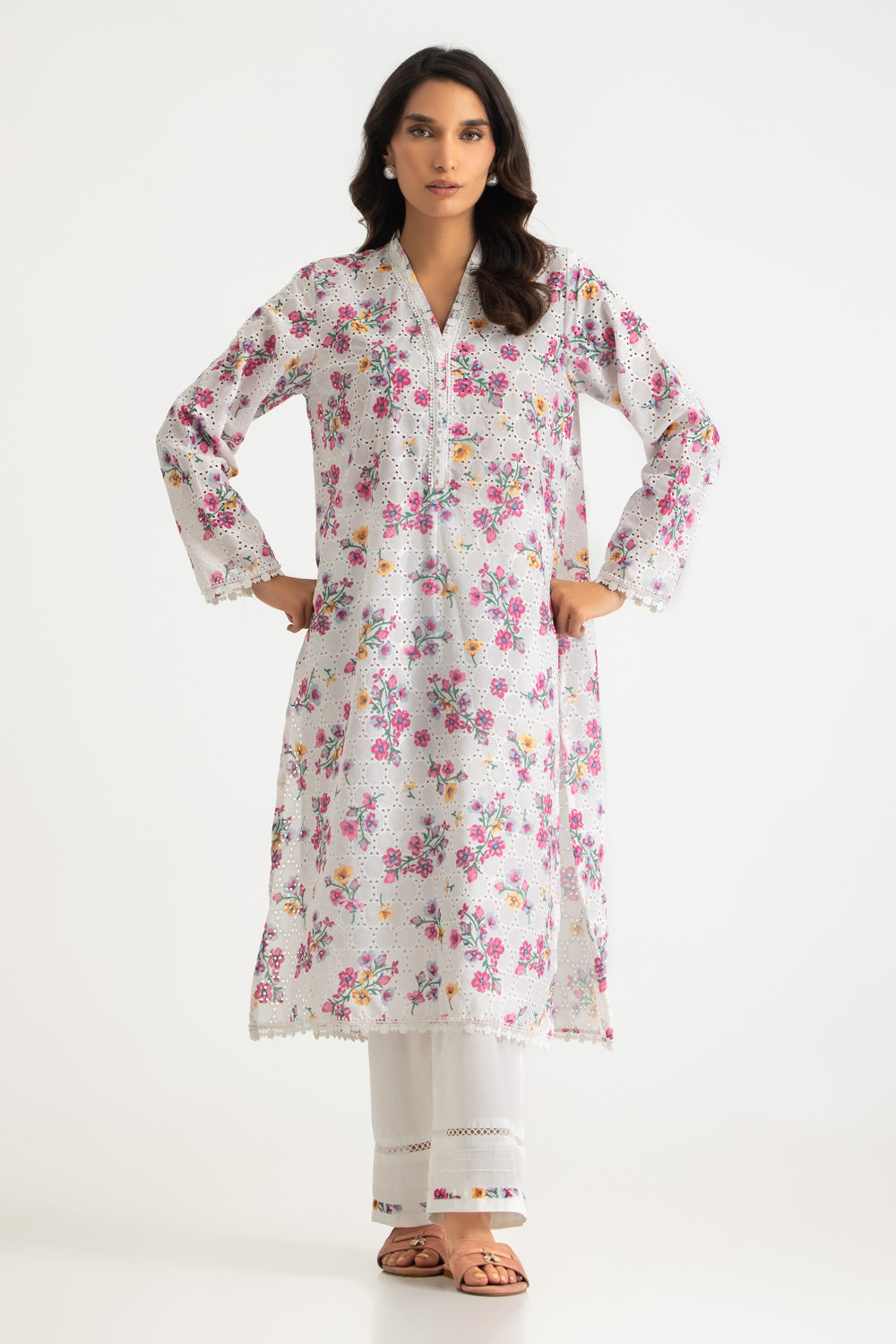 Rayon Printed Shirt With Embroidered And Dyed Trouser
