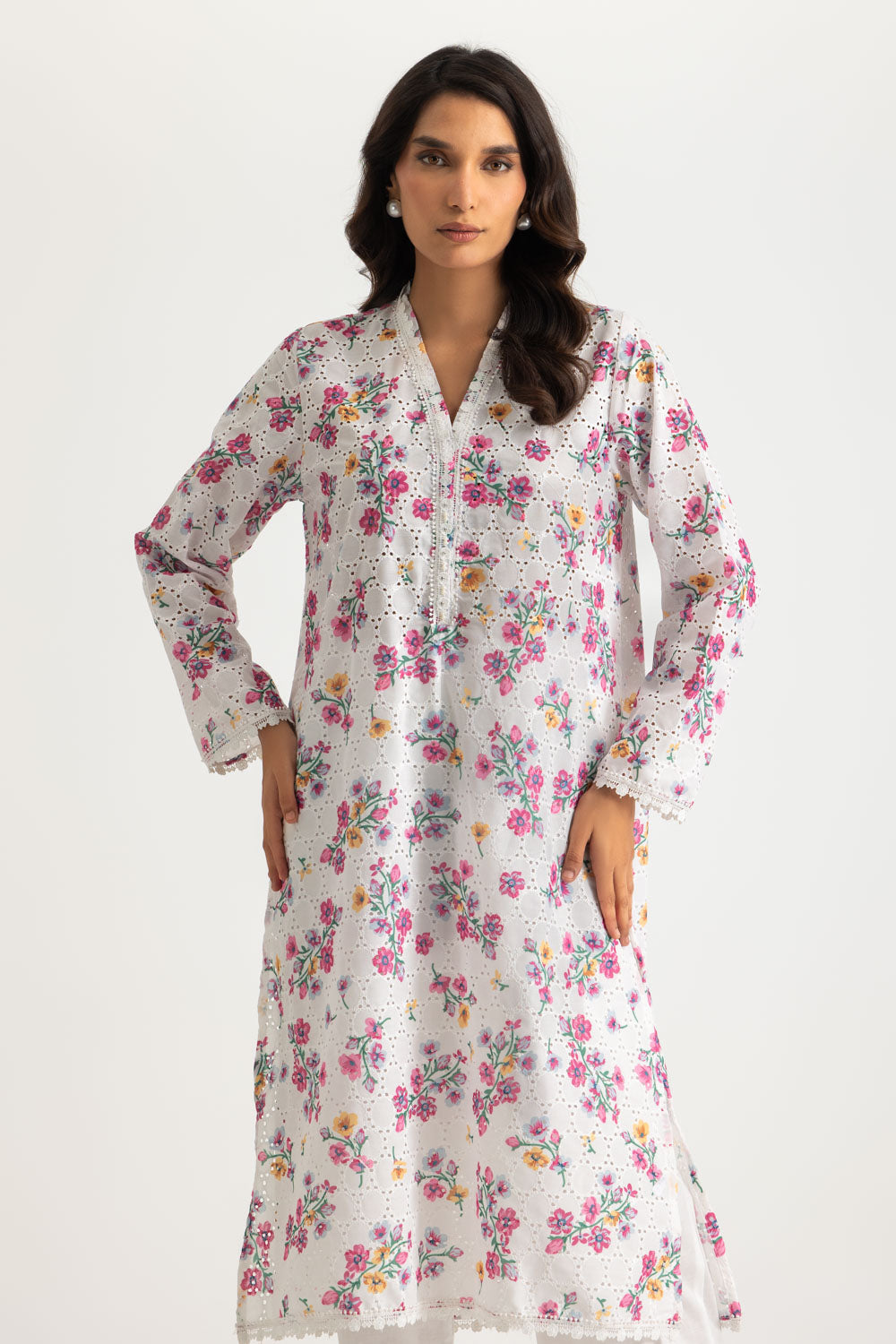 Rayon Printed Shirt With Embroidered And Dyed Trouser