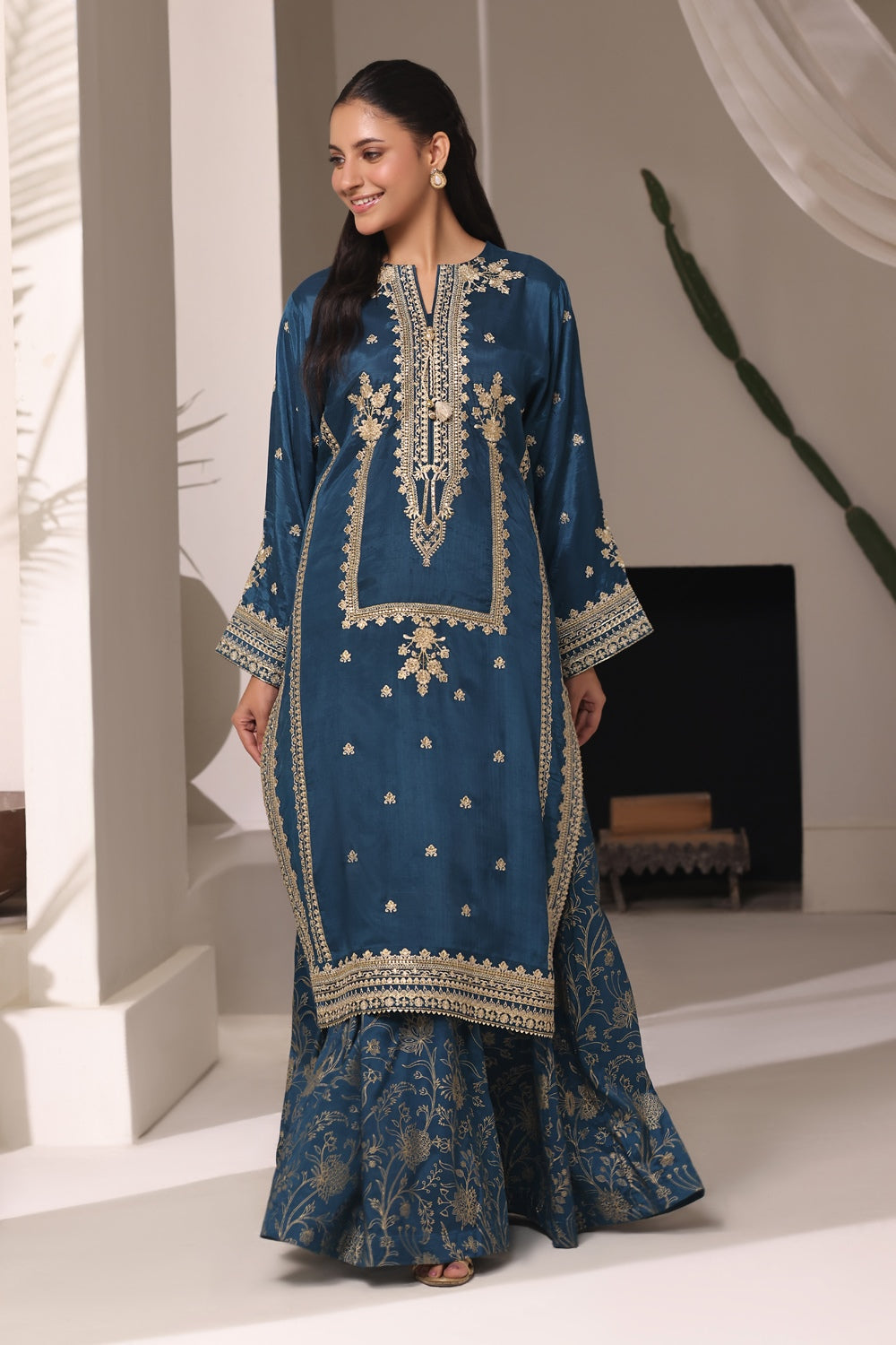 Rawsilk Embroidered Shirt And Trouser