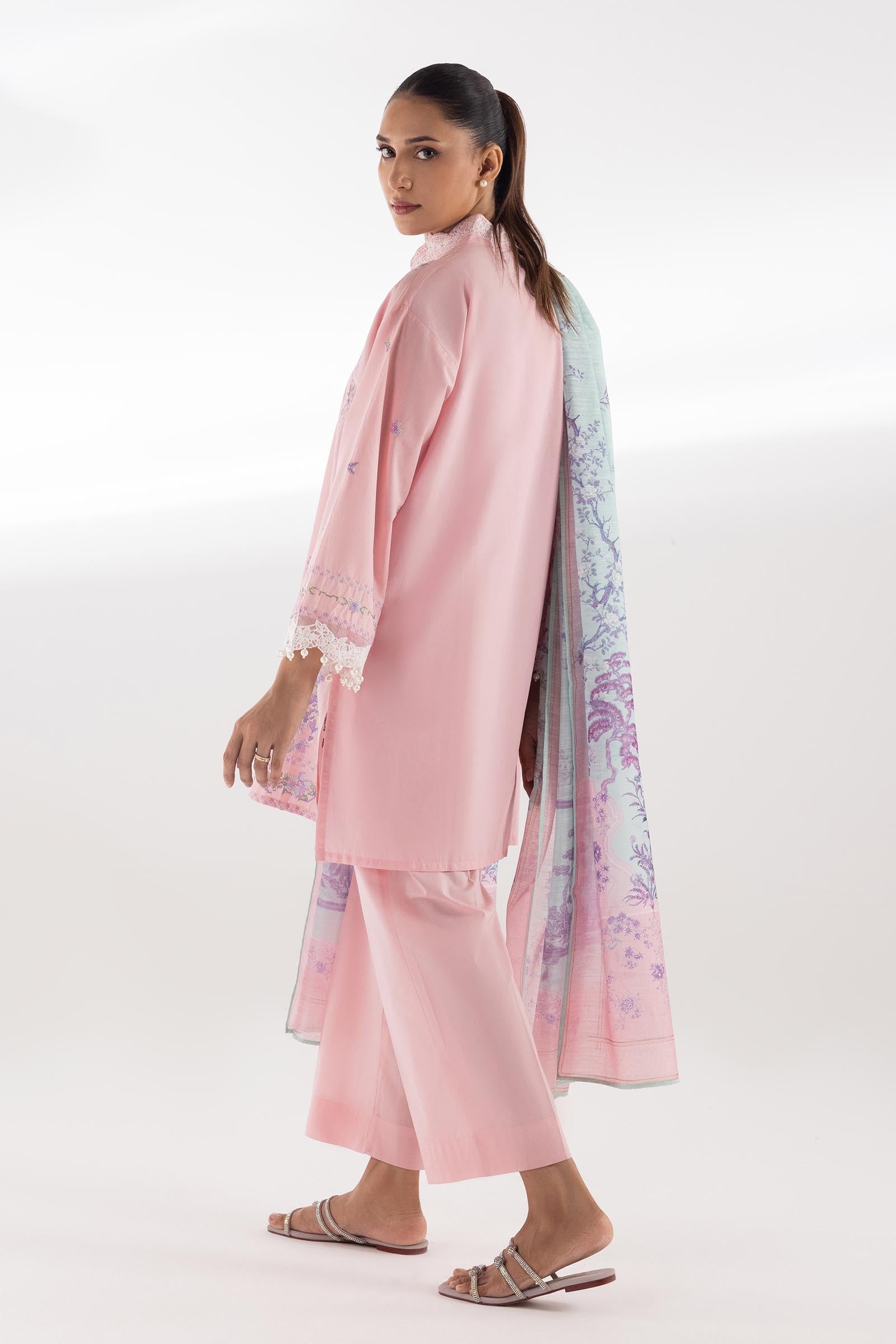 Stitched Embroidered Muzlin Lawn Suit