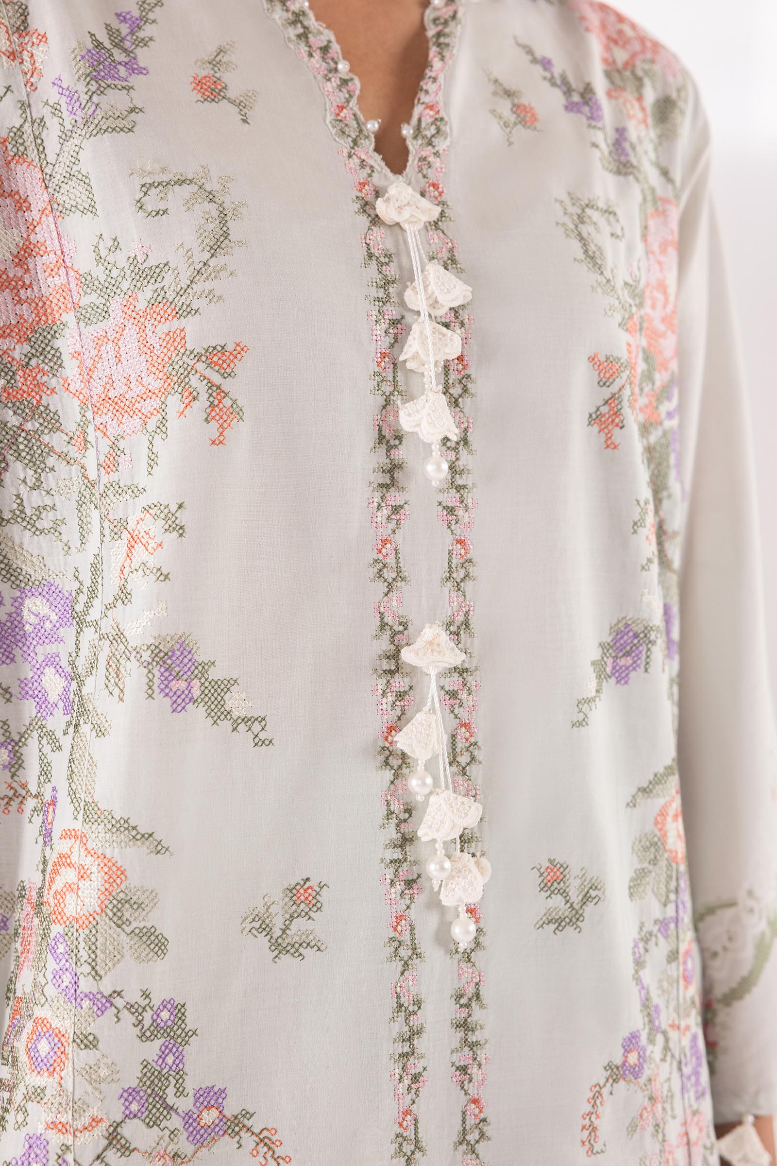 Stitched Embroidered Muzlin Lawn Suit
