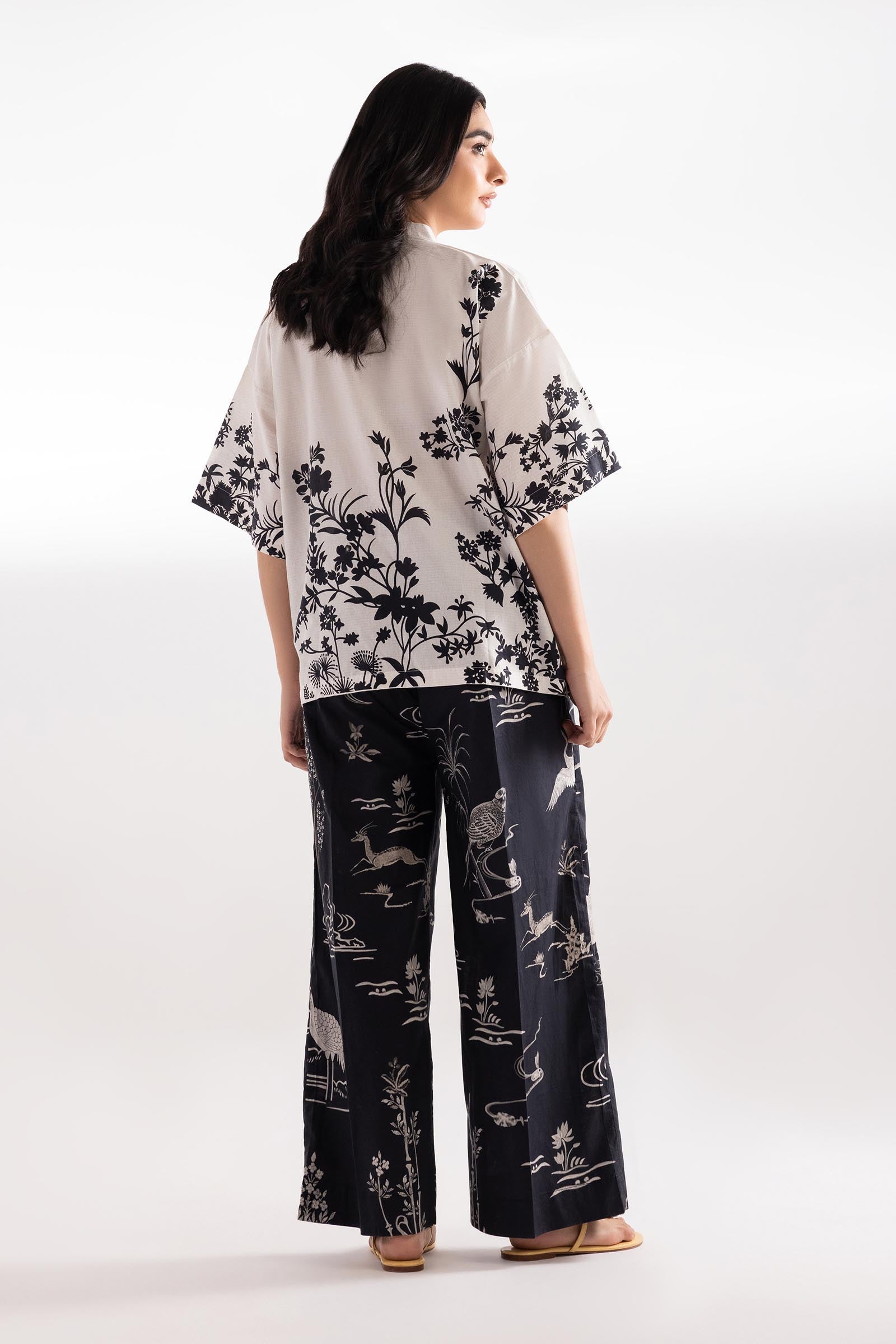 Stitched Printed Linen Shirt + Culotte