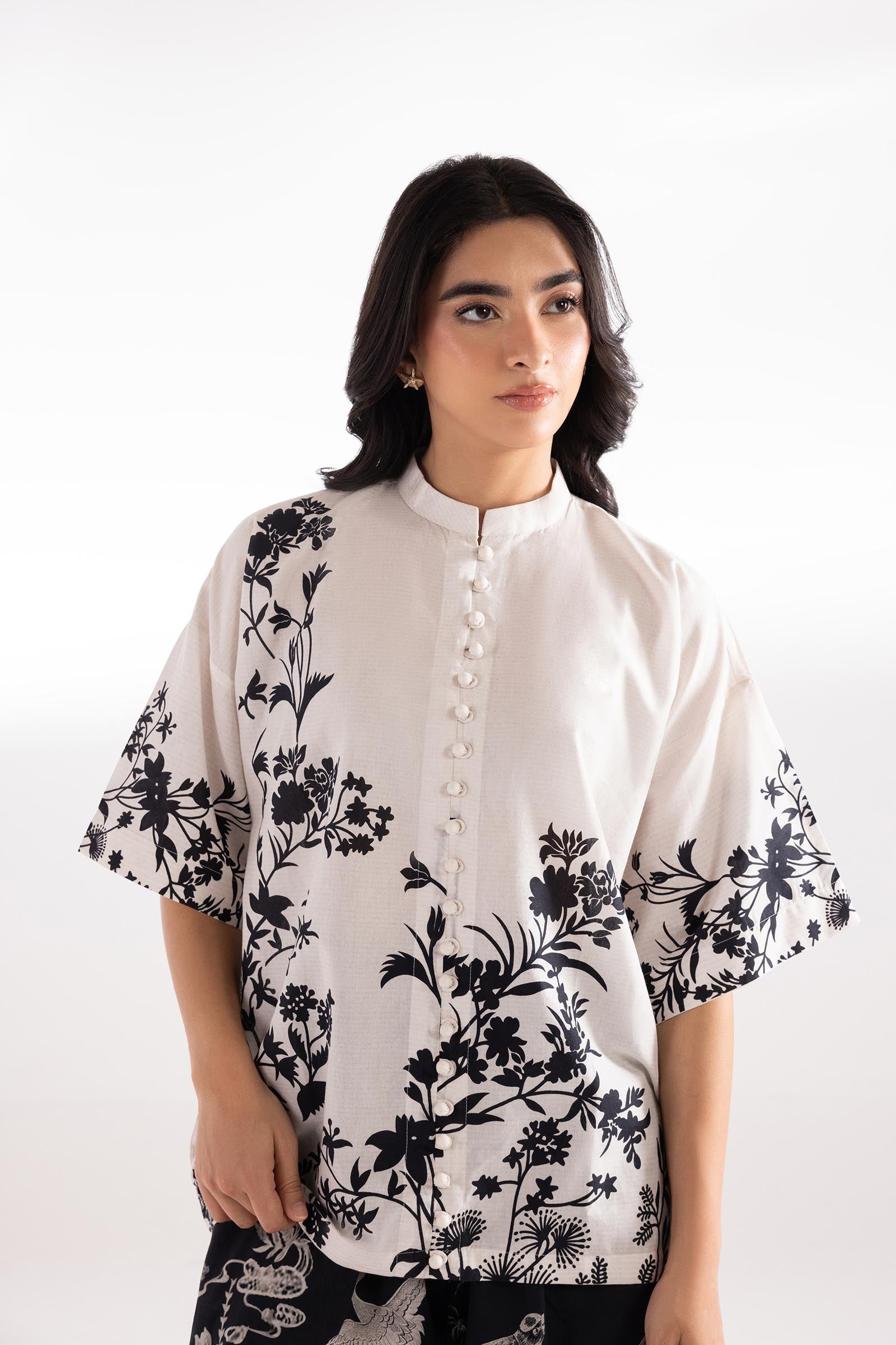 Stitched Printed Linen Shirt + Culotte