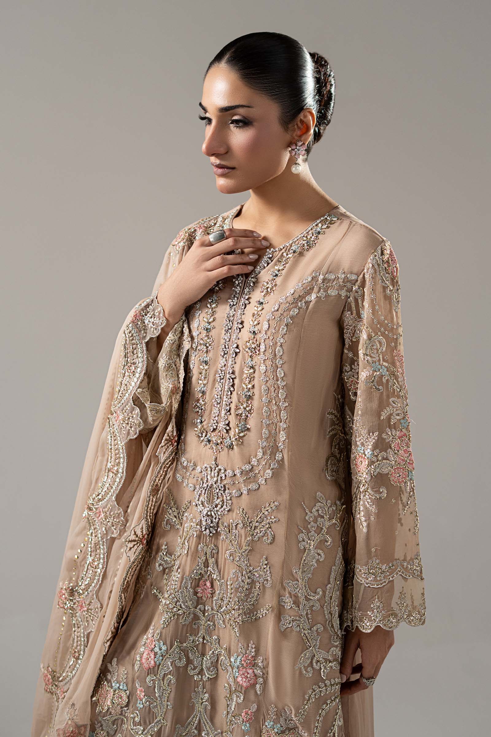 3 Piece Embroidered Chiffon Suit
