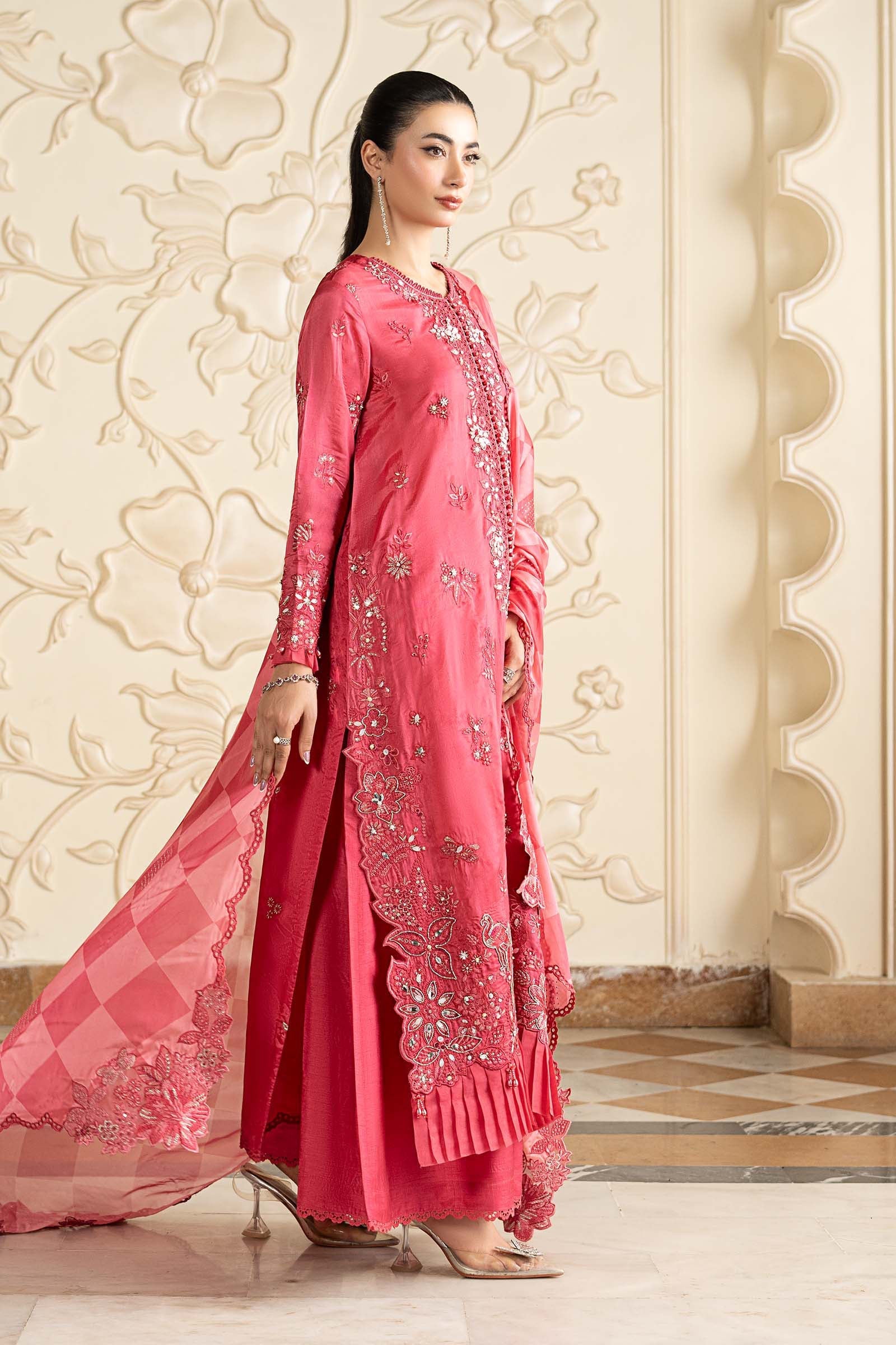 3 Piece Embroidered Tissue Silk Suit