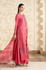 3 Piece Embroidered Tissue Silk Suit
