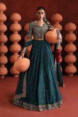 3 Piece Embroidered Raw Silk Suit