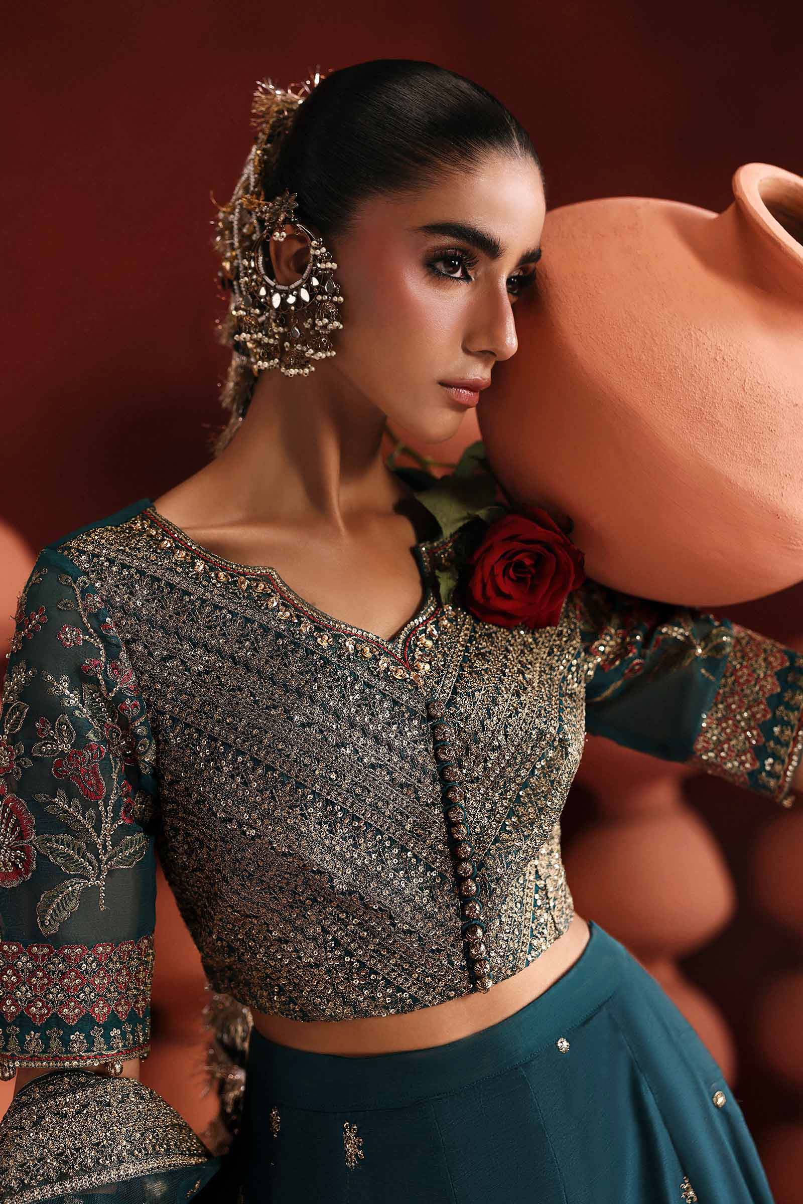 3 Piece Embroidered Raw Silk Suit