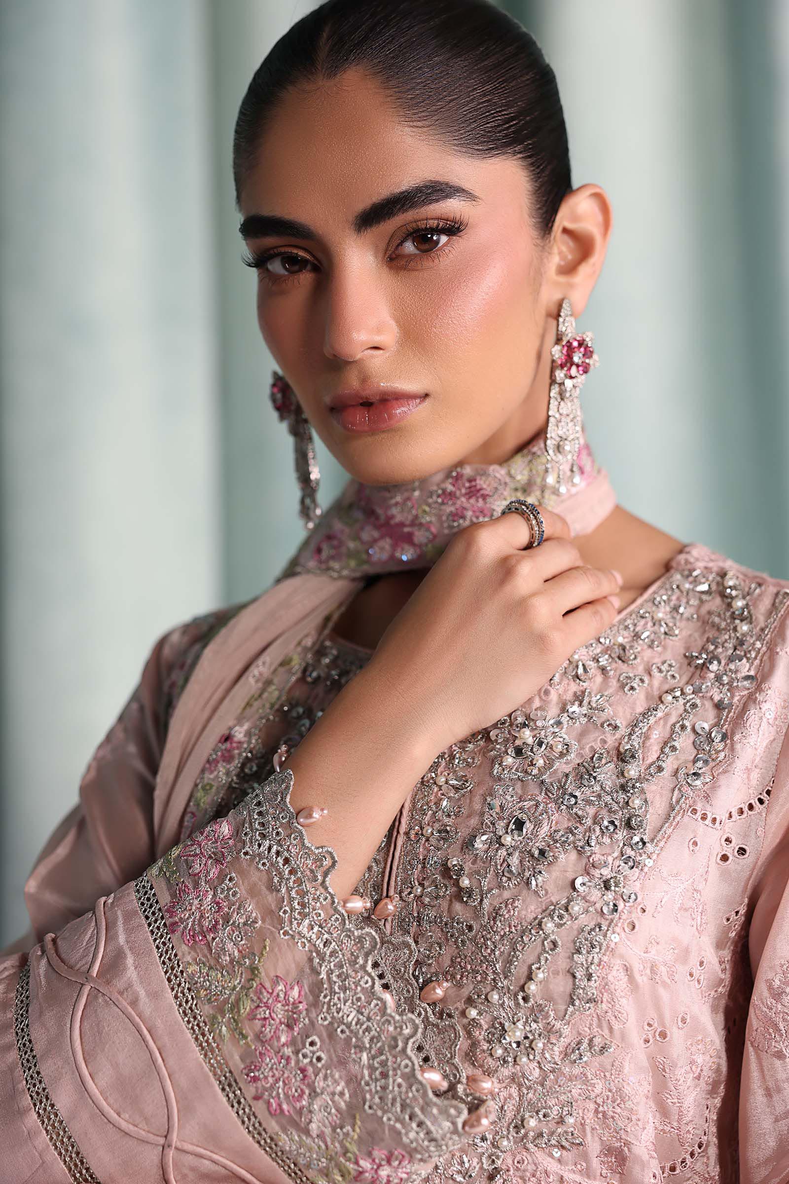 3 Piece Embroidered Tissue Silk Suit