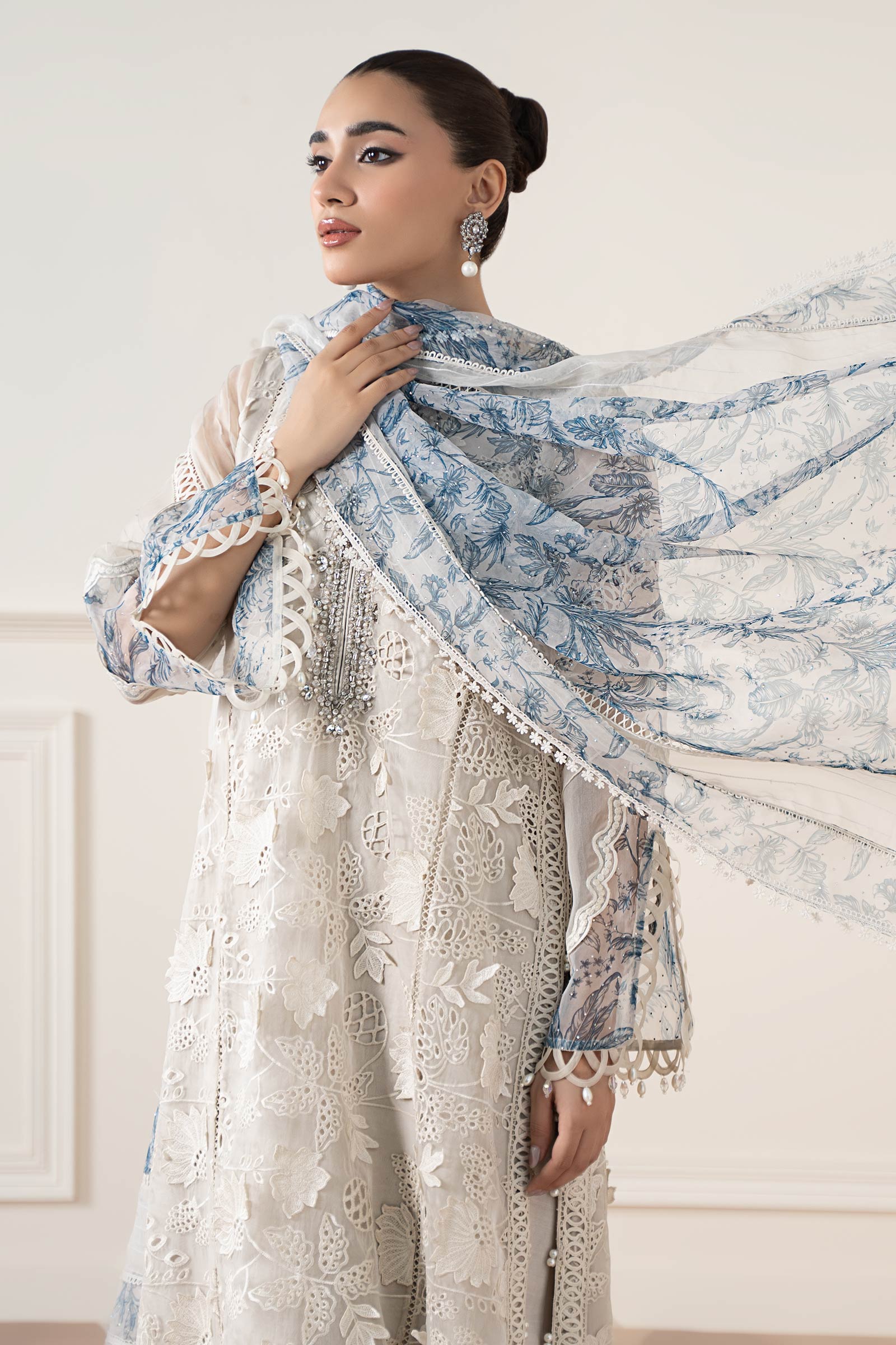 3 Piece Embroidered Organza Suit
