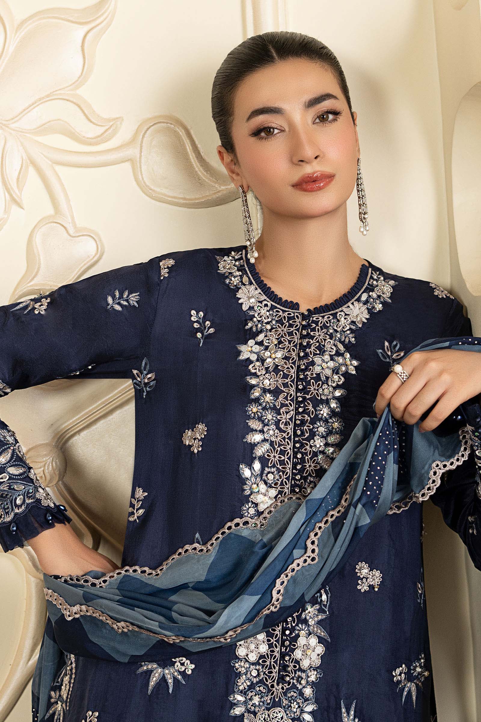 3 Piece Embroidered Tissue Silk Suit