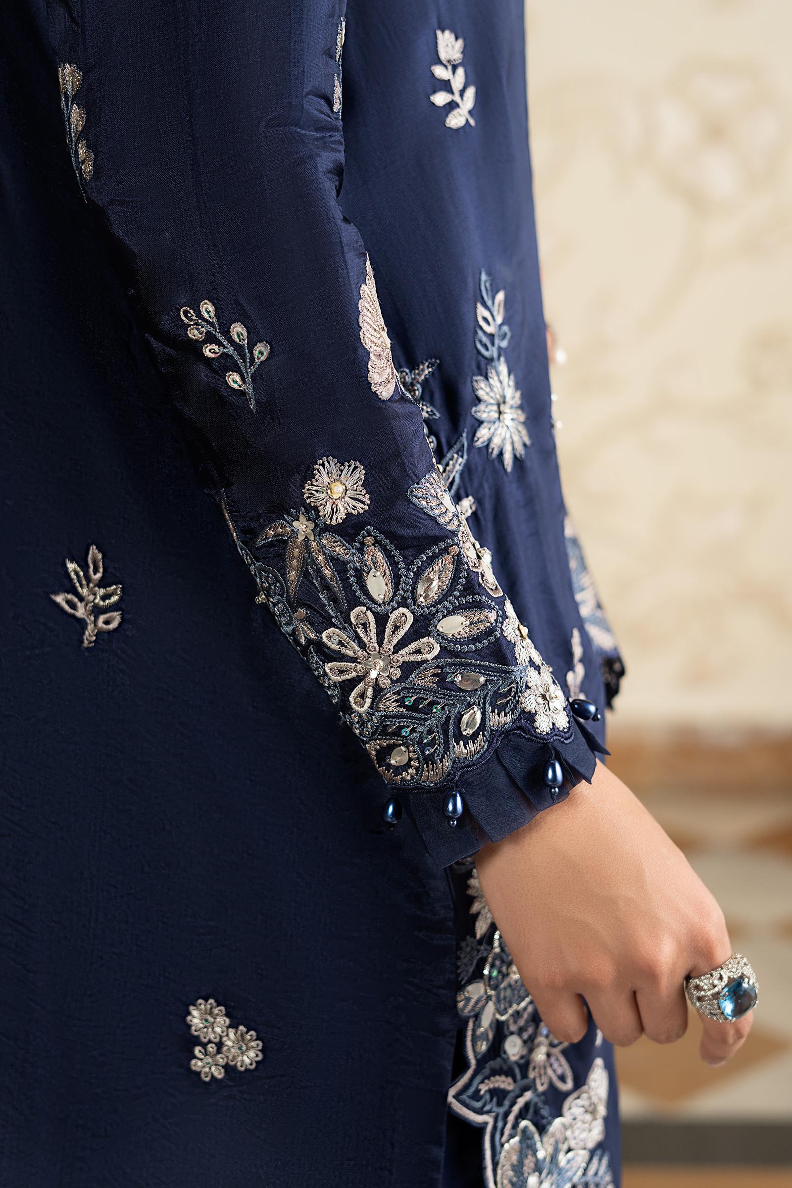 3 Piece Embroidered Tissue Silk Suit