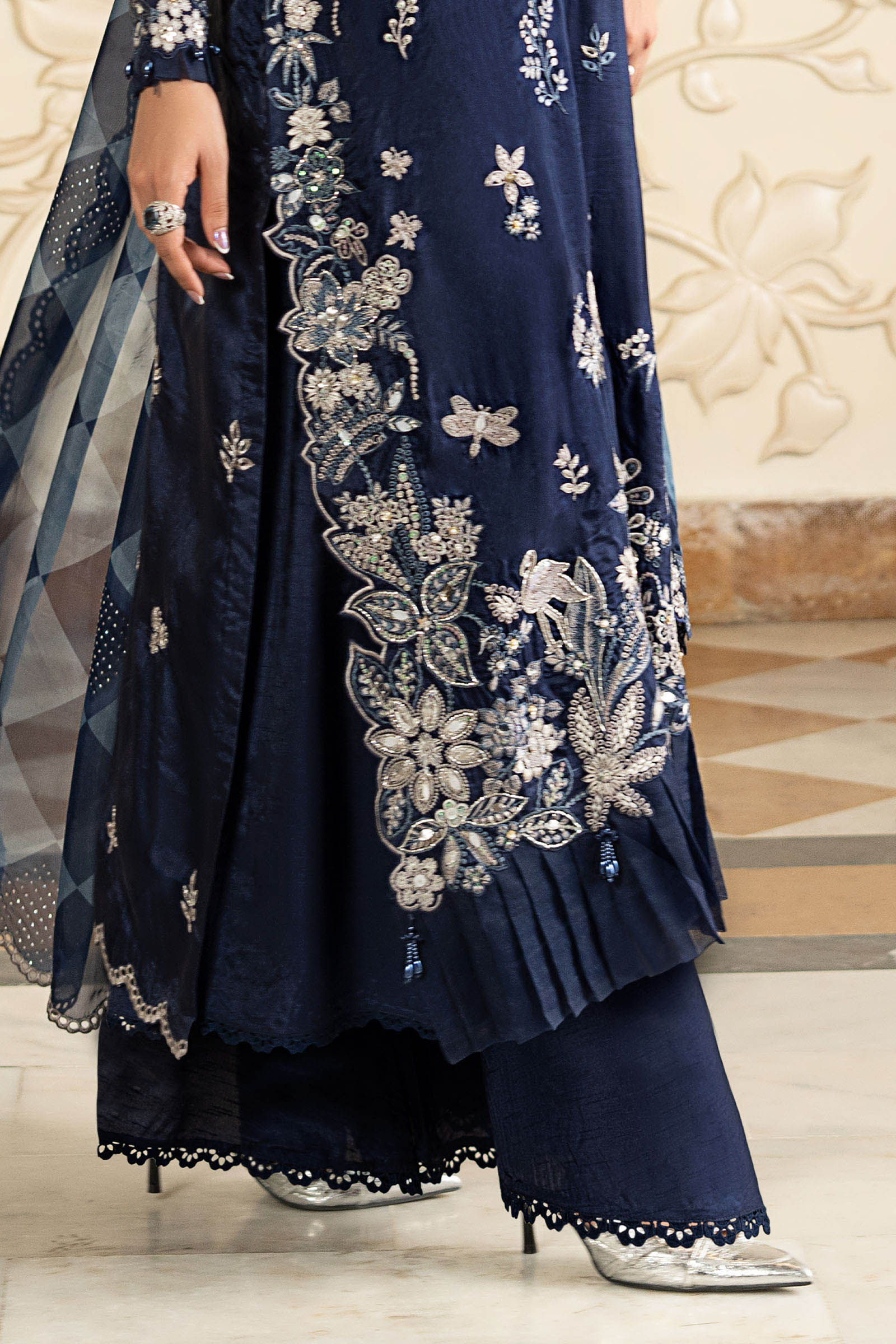 3 Piece Embroidered Tissue Silk Suit