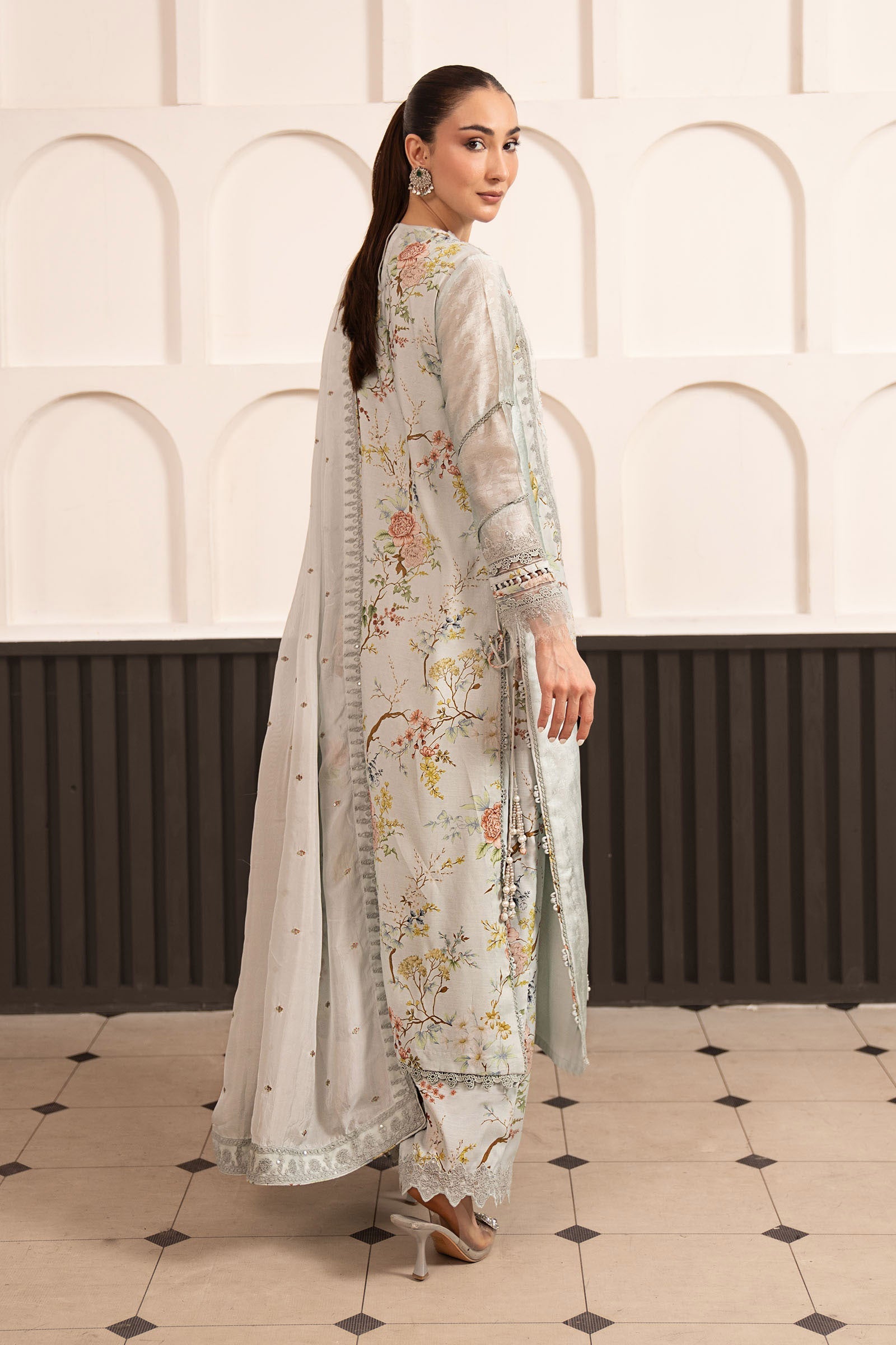 3 Piece Embroidered Raw Silk Suit