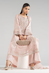 3 Piece Embroidered Tissue Silk Suit