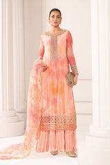 3 Piece Embroidered Organza Suit