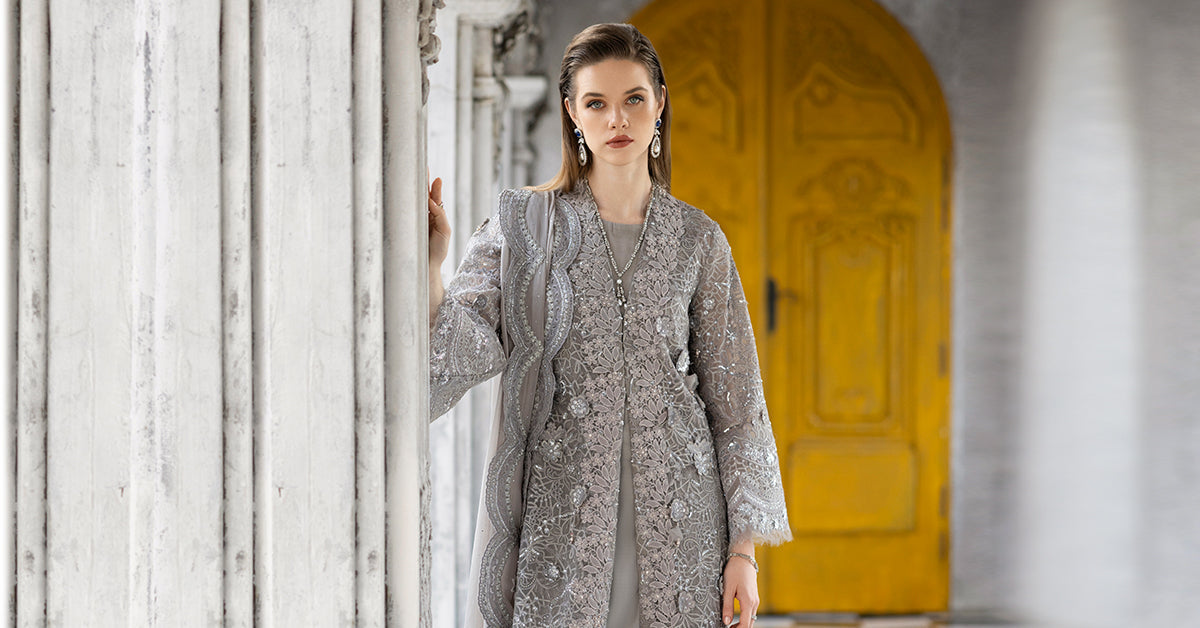 3 Piece Embroidered Organza Suit